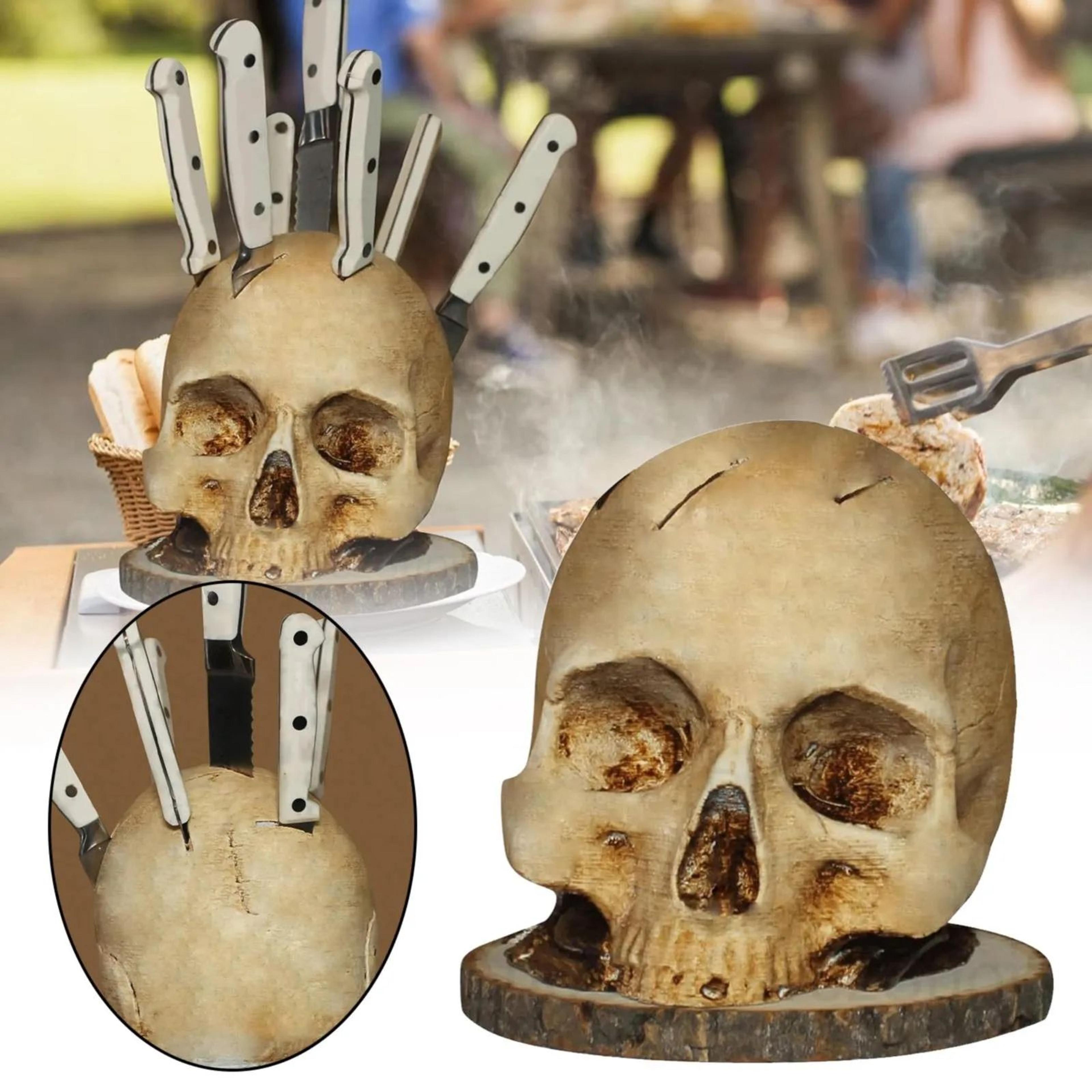 Skull Skeleton Kitchen Knife Holder Stand 5
