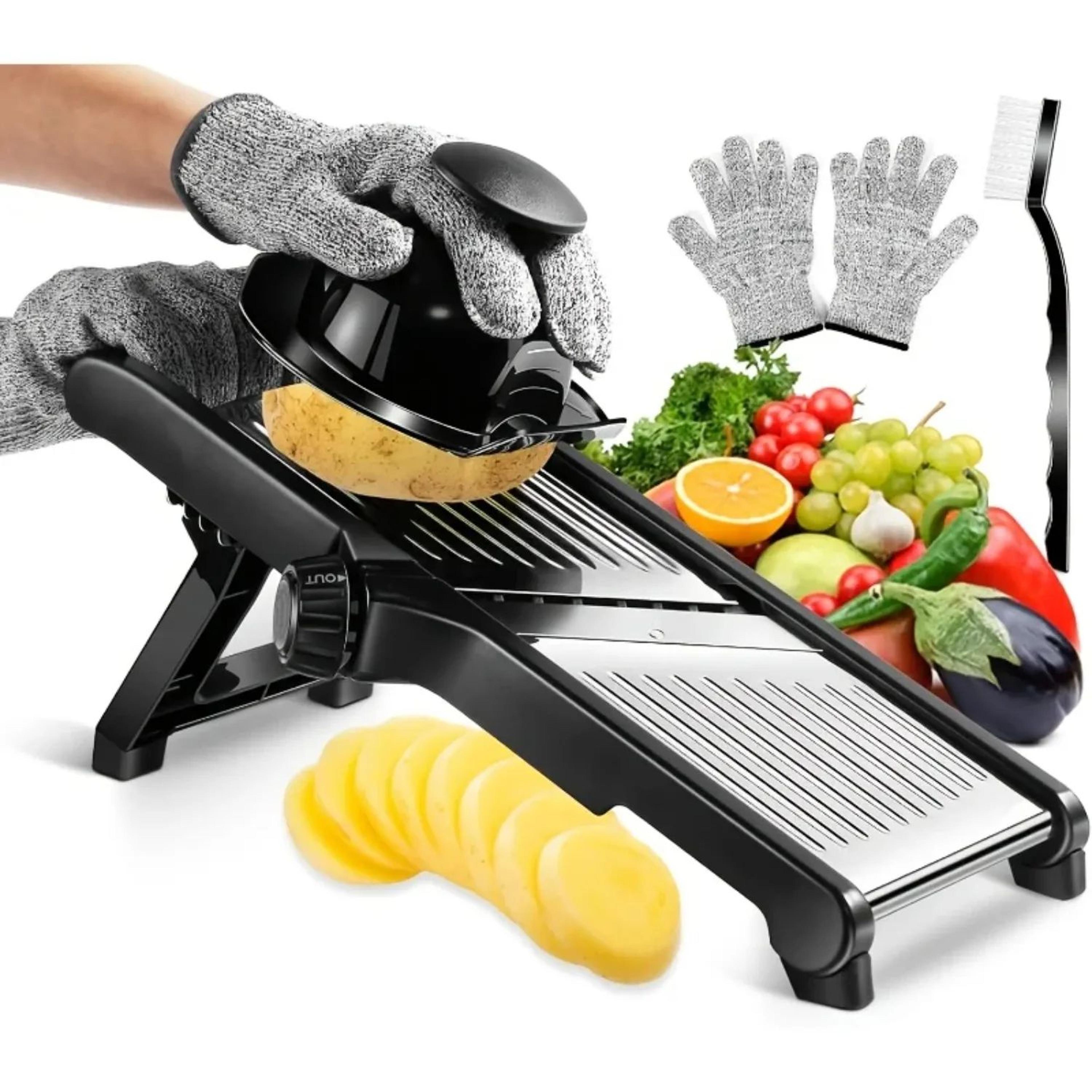 5Blade Stainless Steel Mandoline Slicer With Hand Guard 0