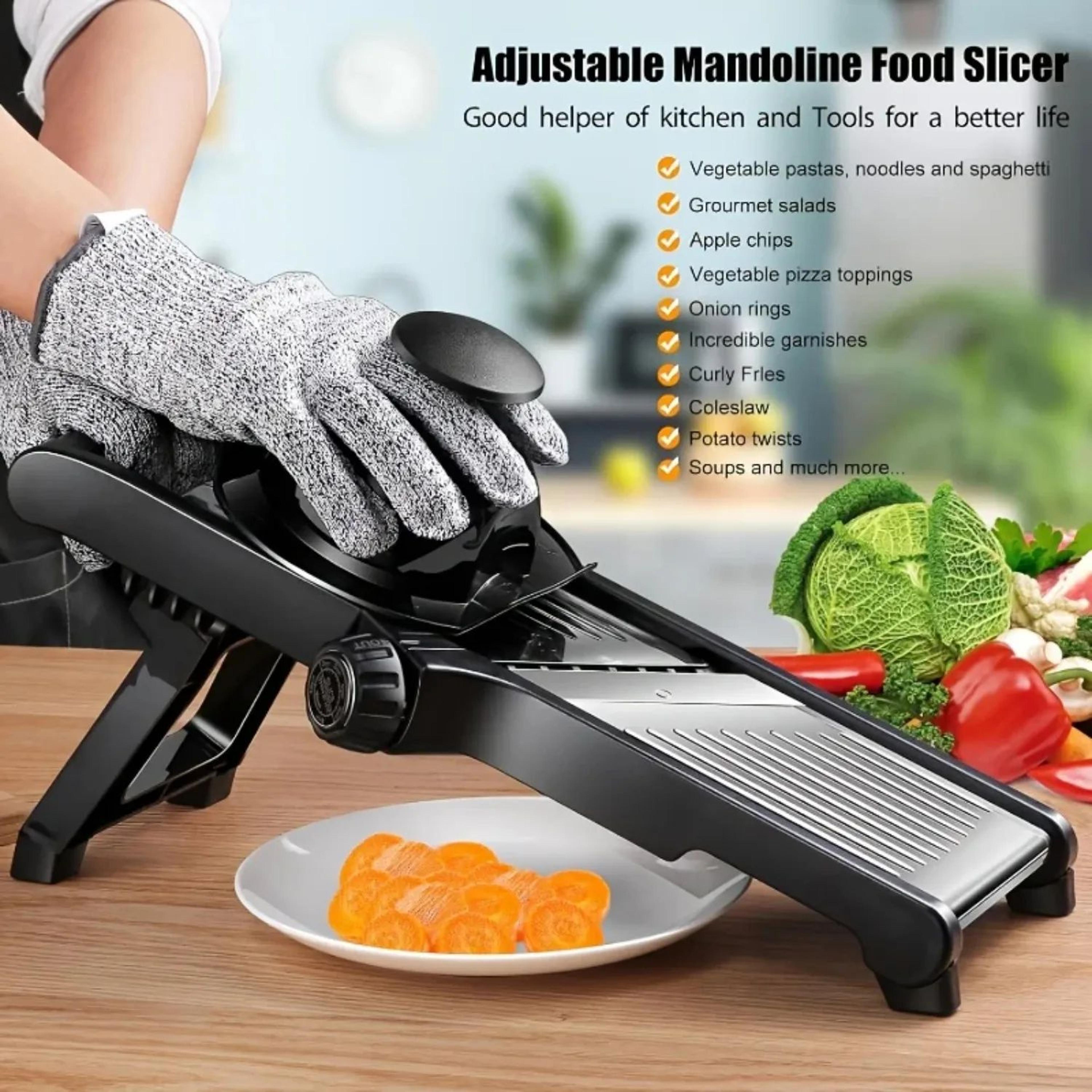 5Blade Stainless Steel Mandoline Slicer With Hand Guard 3