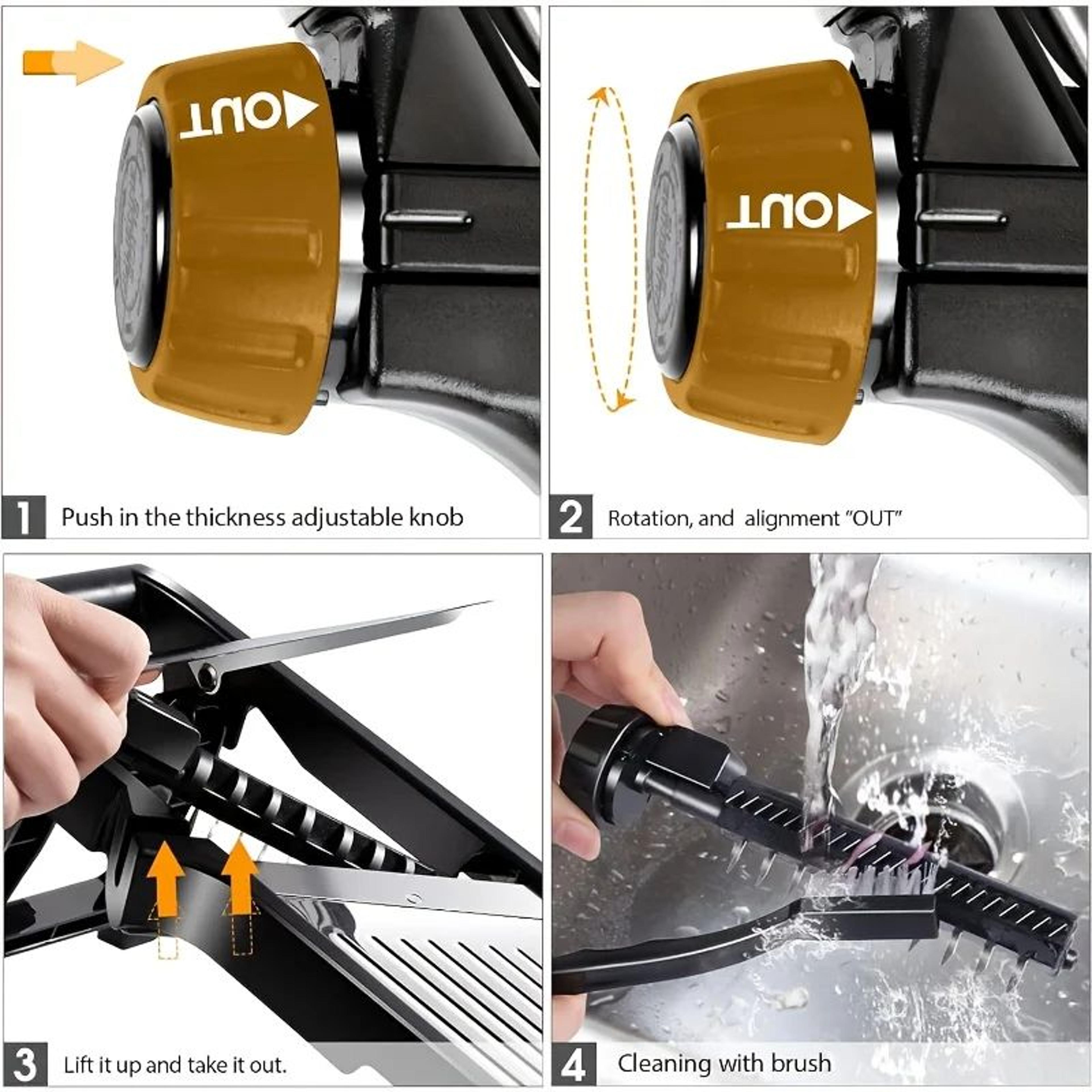 5Blade Stainless Steel Mandoline Slicer With Safety Holder 5