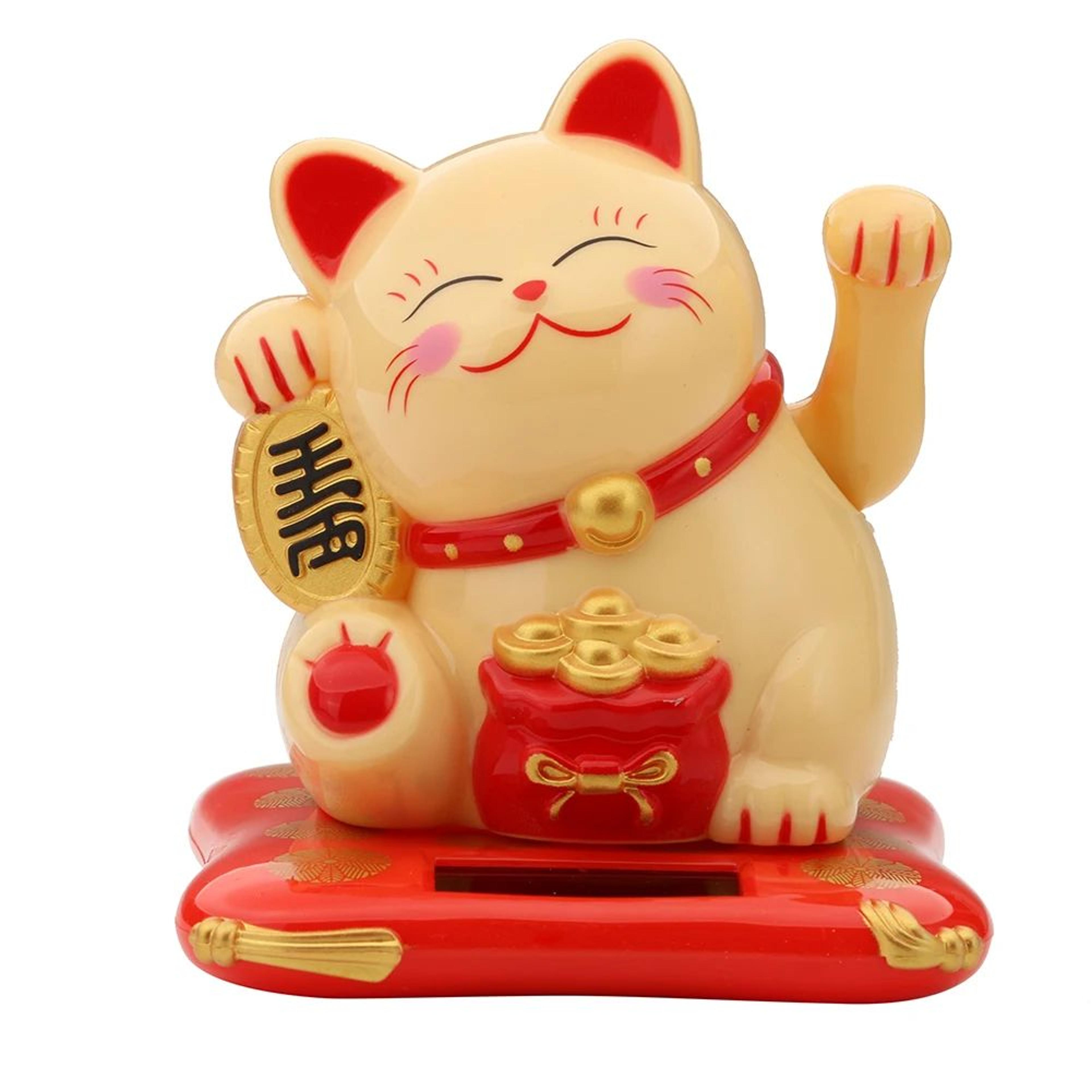 25 Inch Solar Powered Waving Lucky Cat Figurine 10