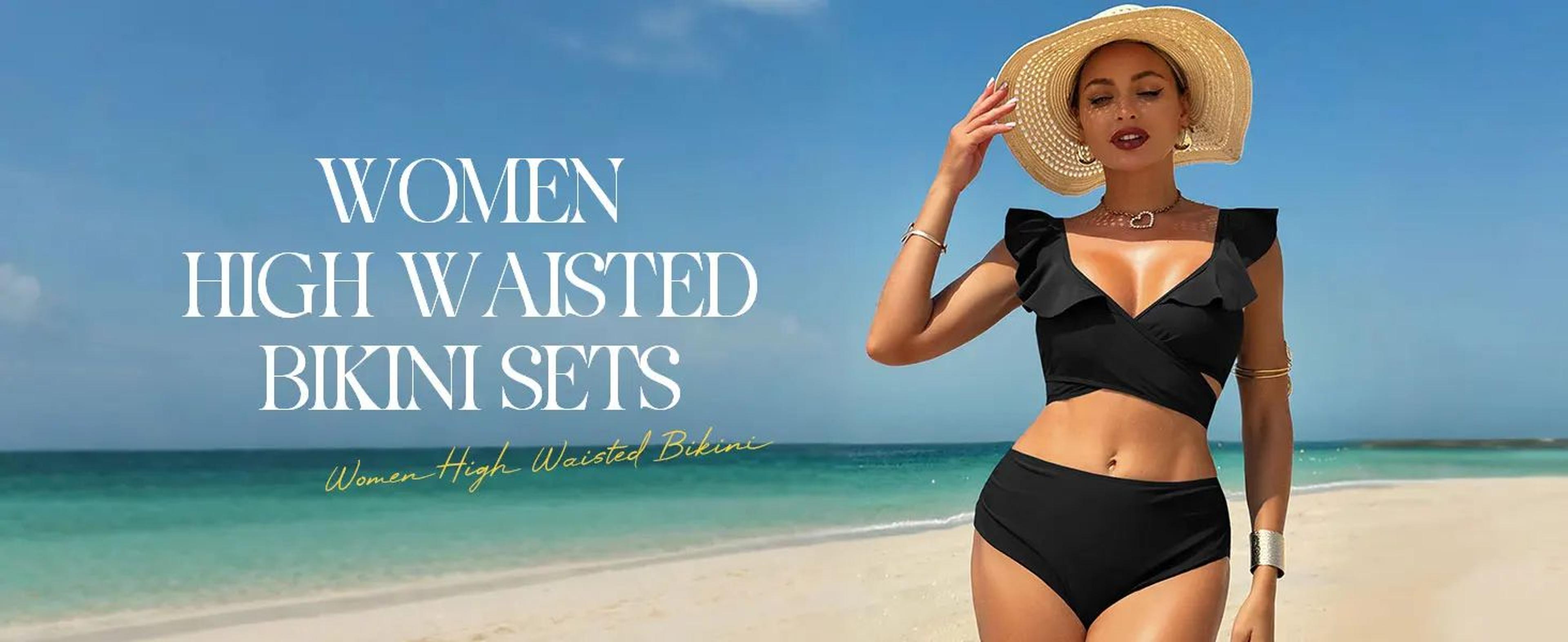 ZAFUL High Waisted Ruffle Bikini Set With Cross Cutout Ruched Design 6