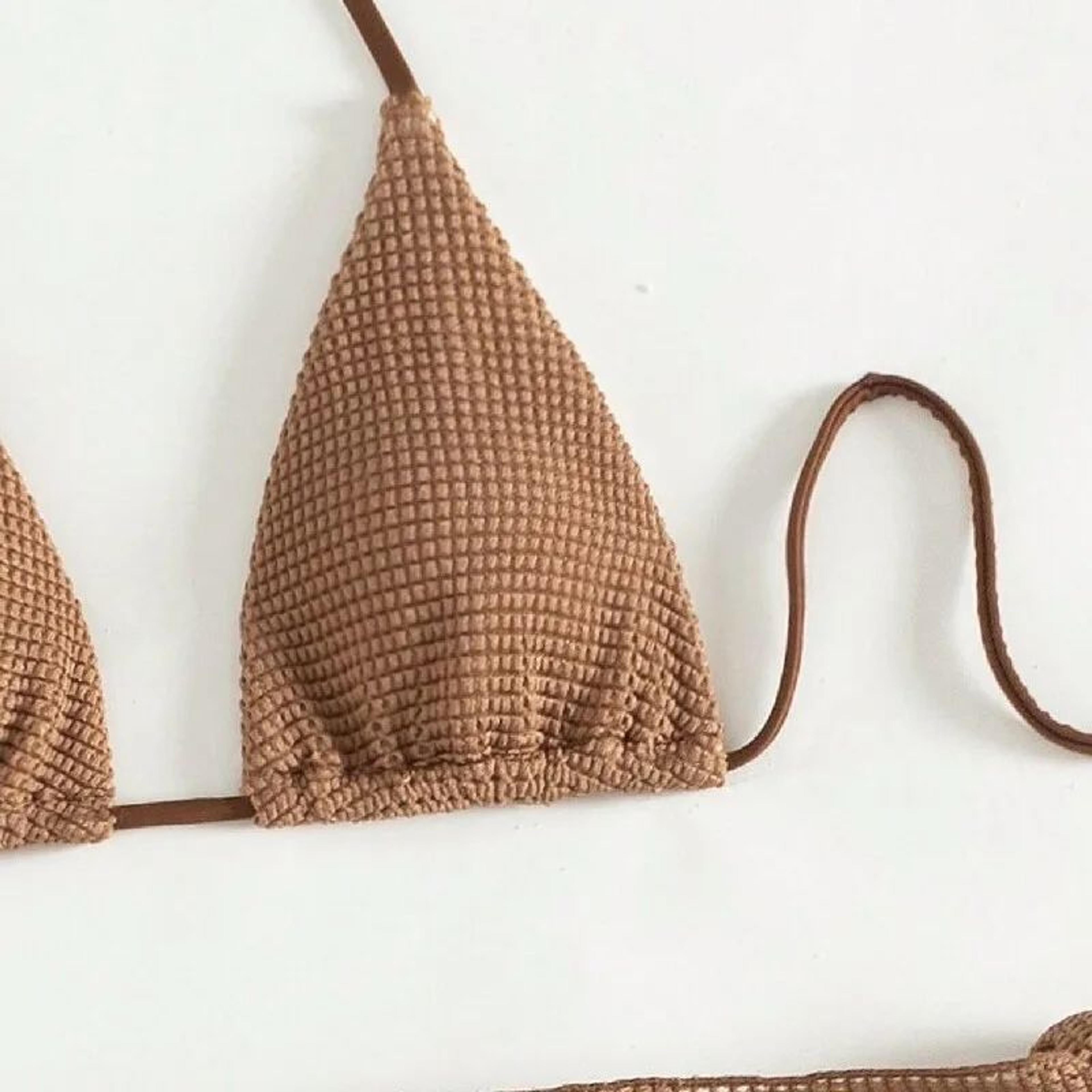 2025 Sexy Brown Halter PushUp Bikini Set With Skirt CoverUp 3