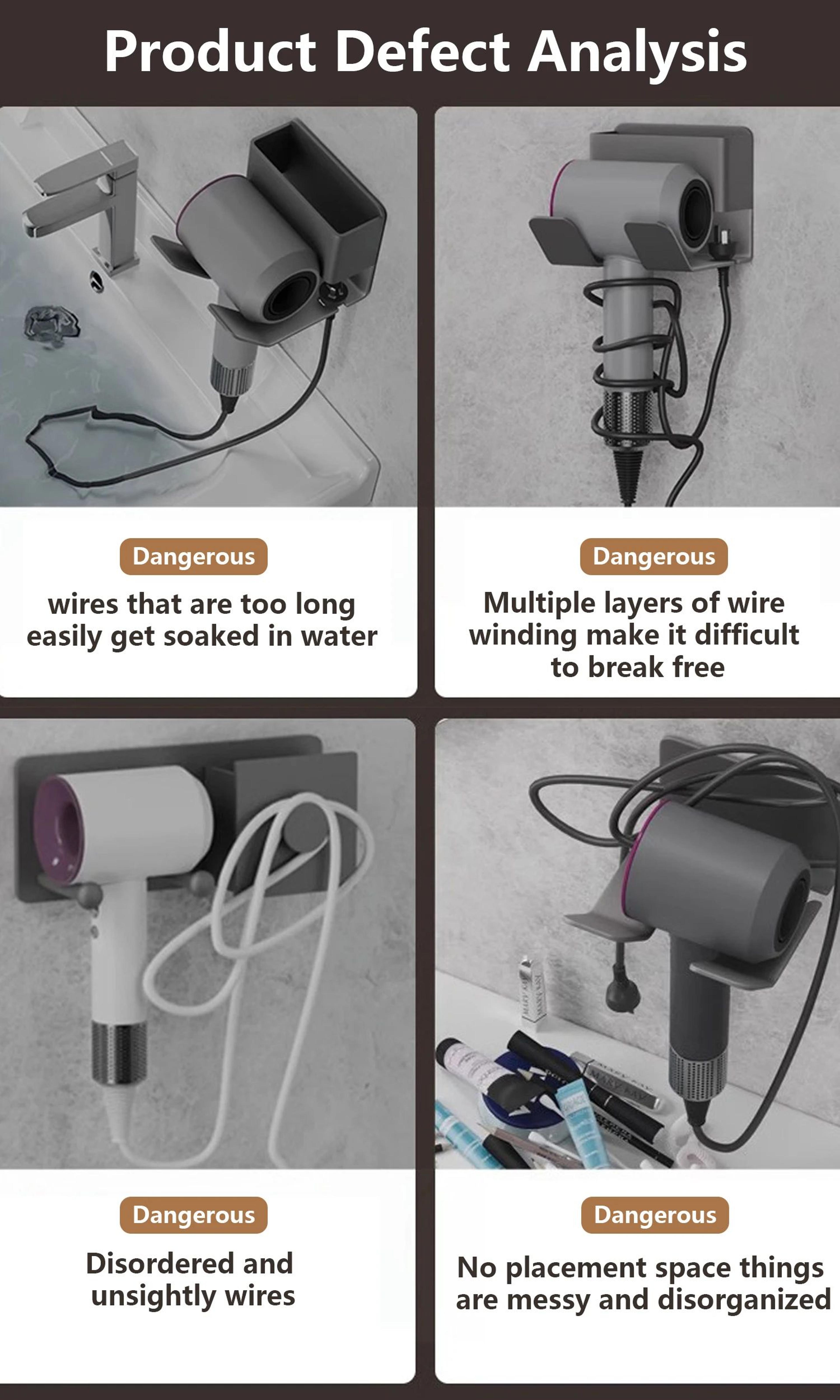 WallMounted Hair Dryer And Straightener Holder Organizer 6