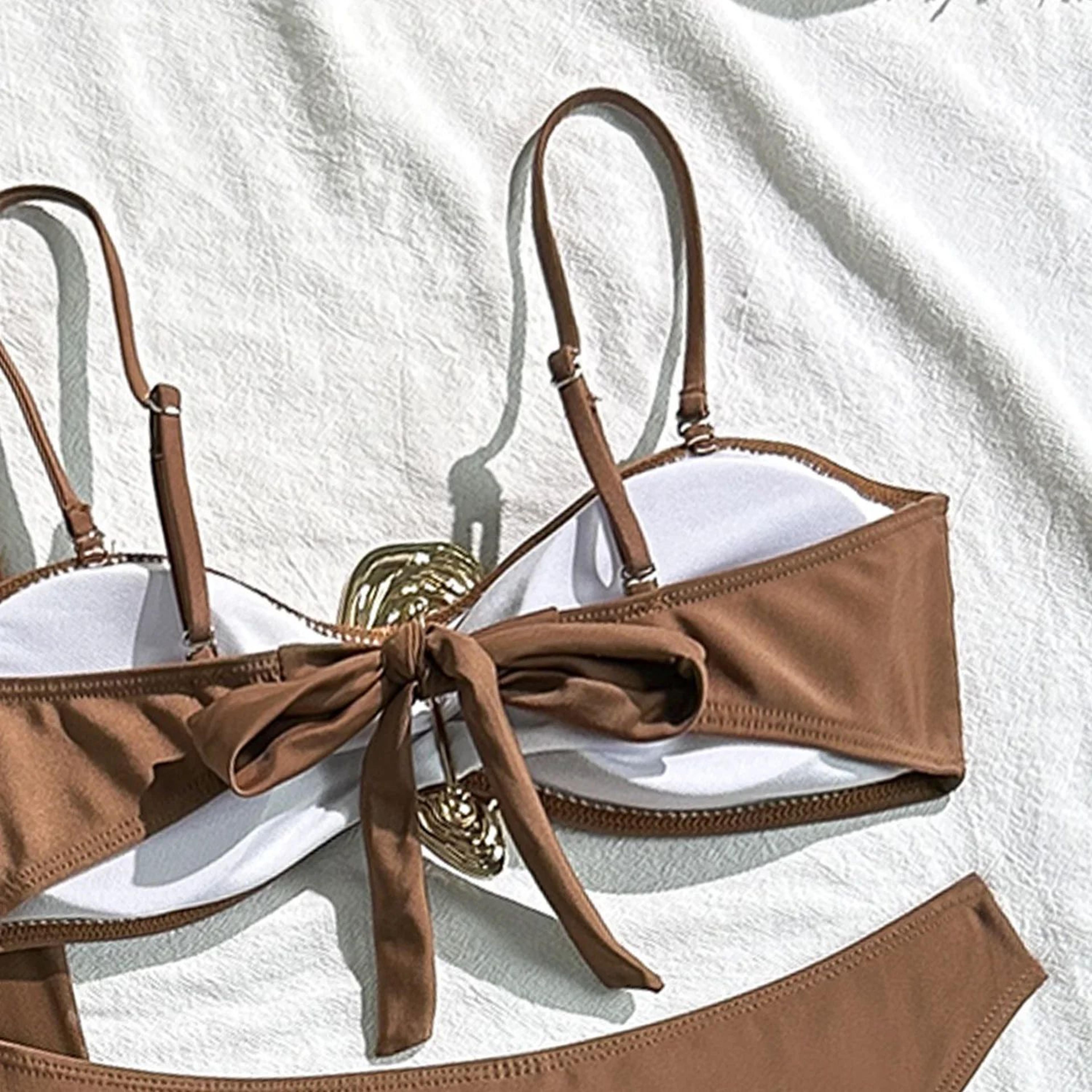 Vintage White Three Piece Push Up Bikini Set 24