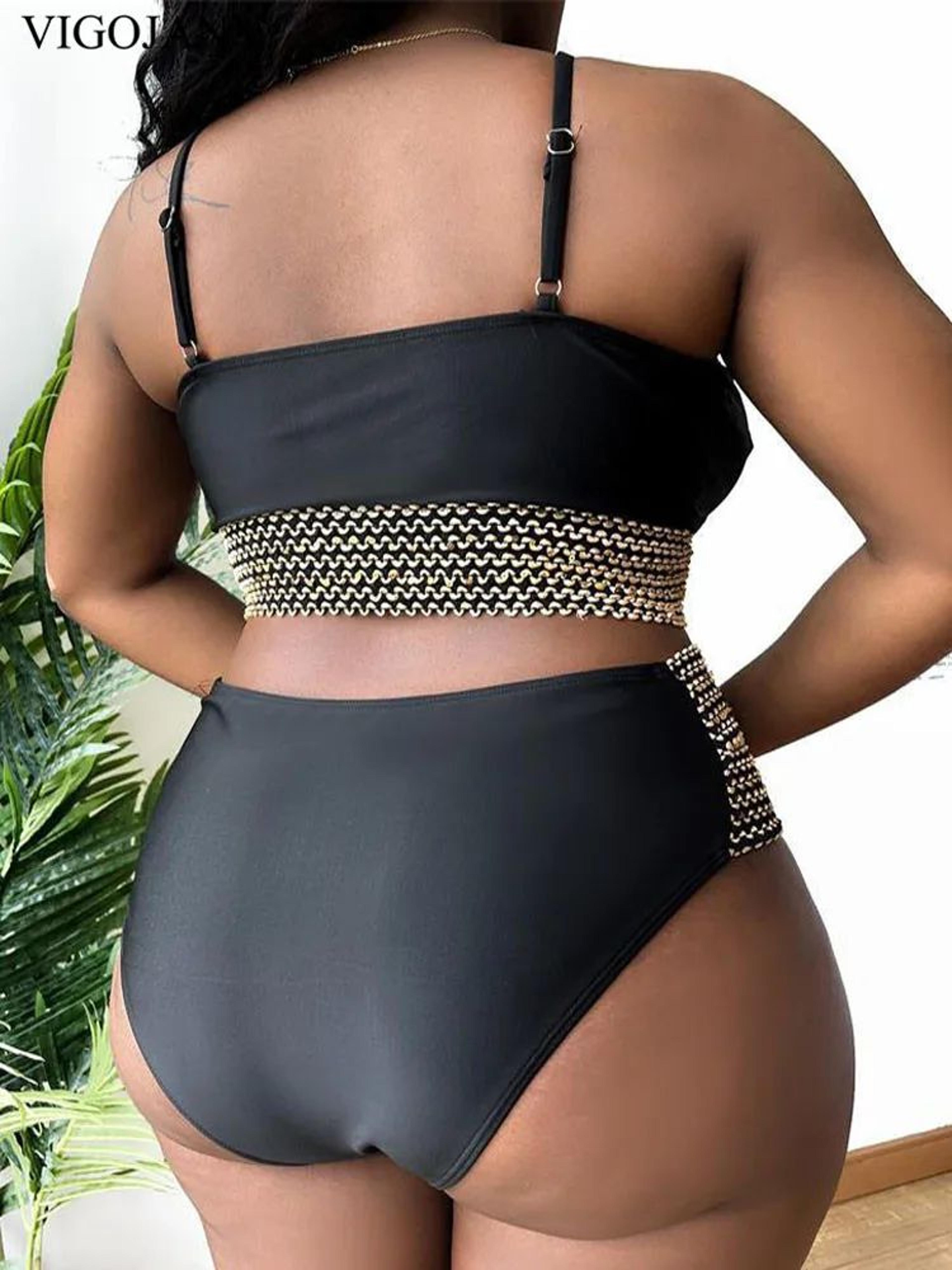 VigoJany Patchwork Hollow Plus Size Bikini Set 4