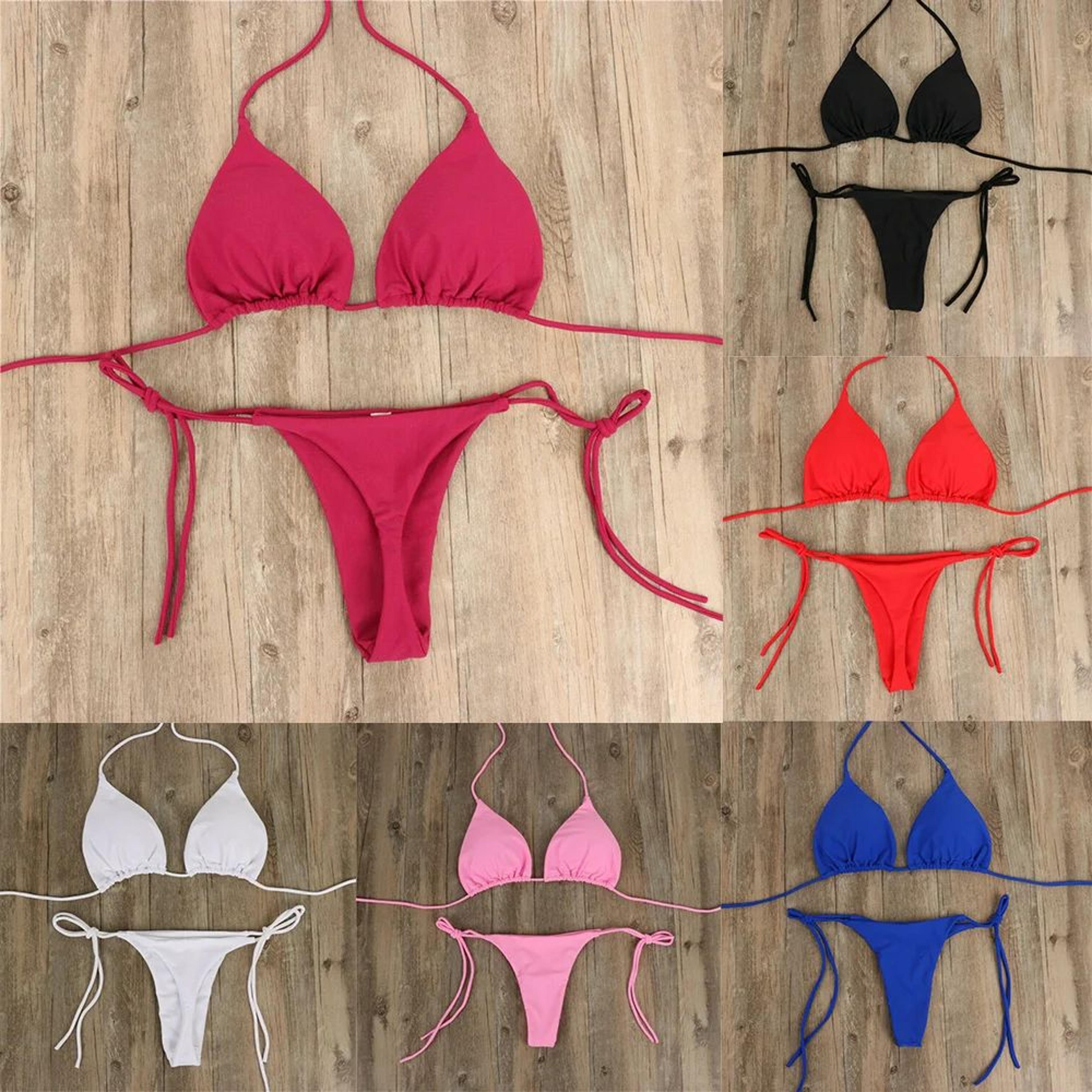 Pink High Leg Thong Bikini Set 2