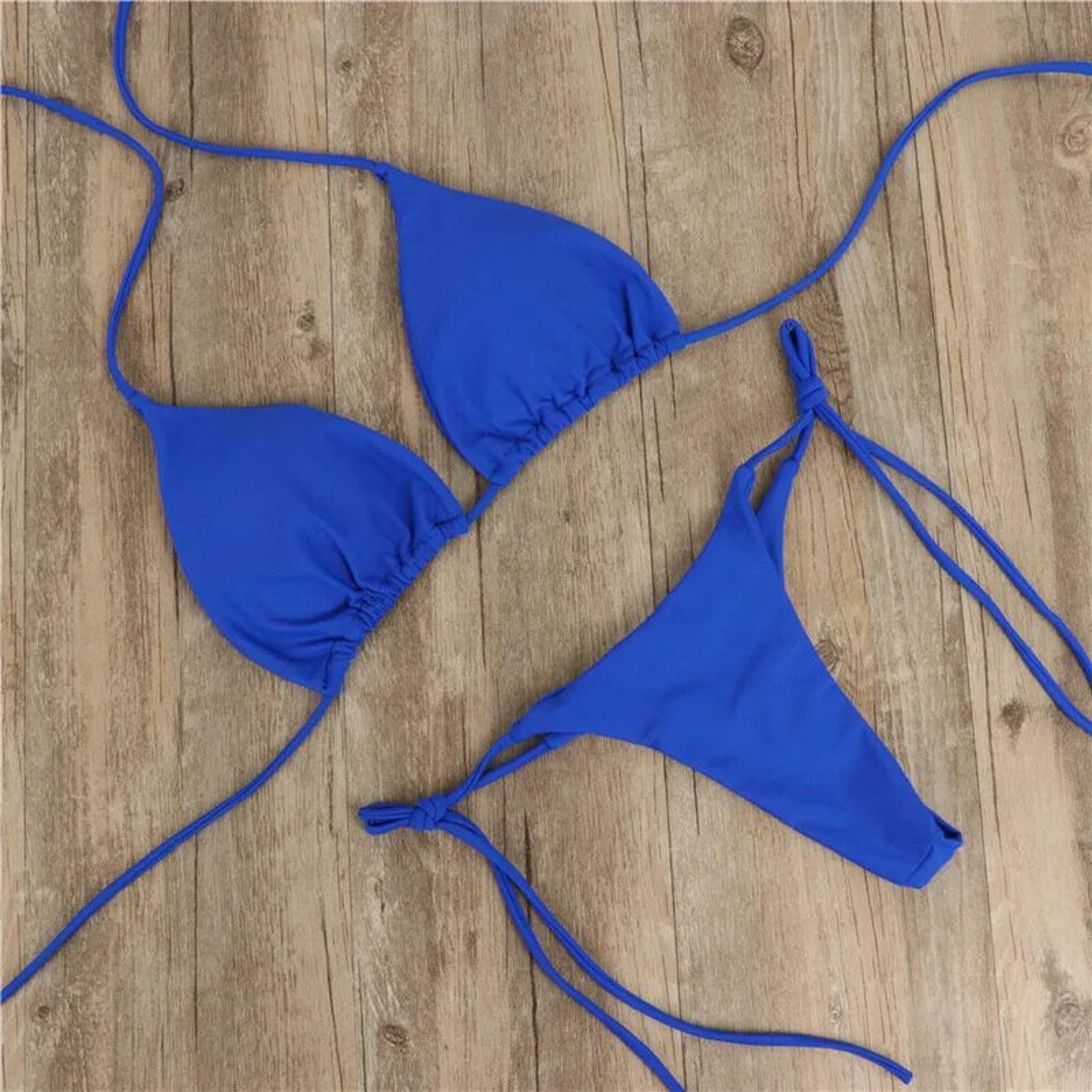 Sexy Halter Triangle Thong Bikini Set 4