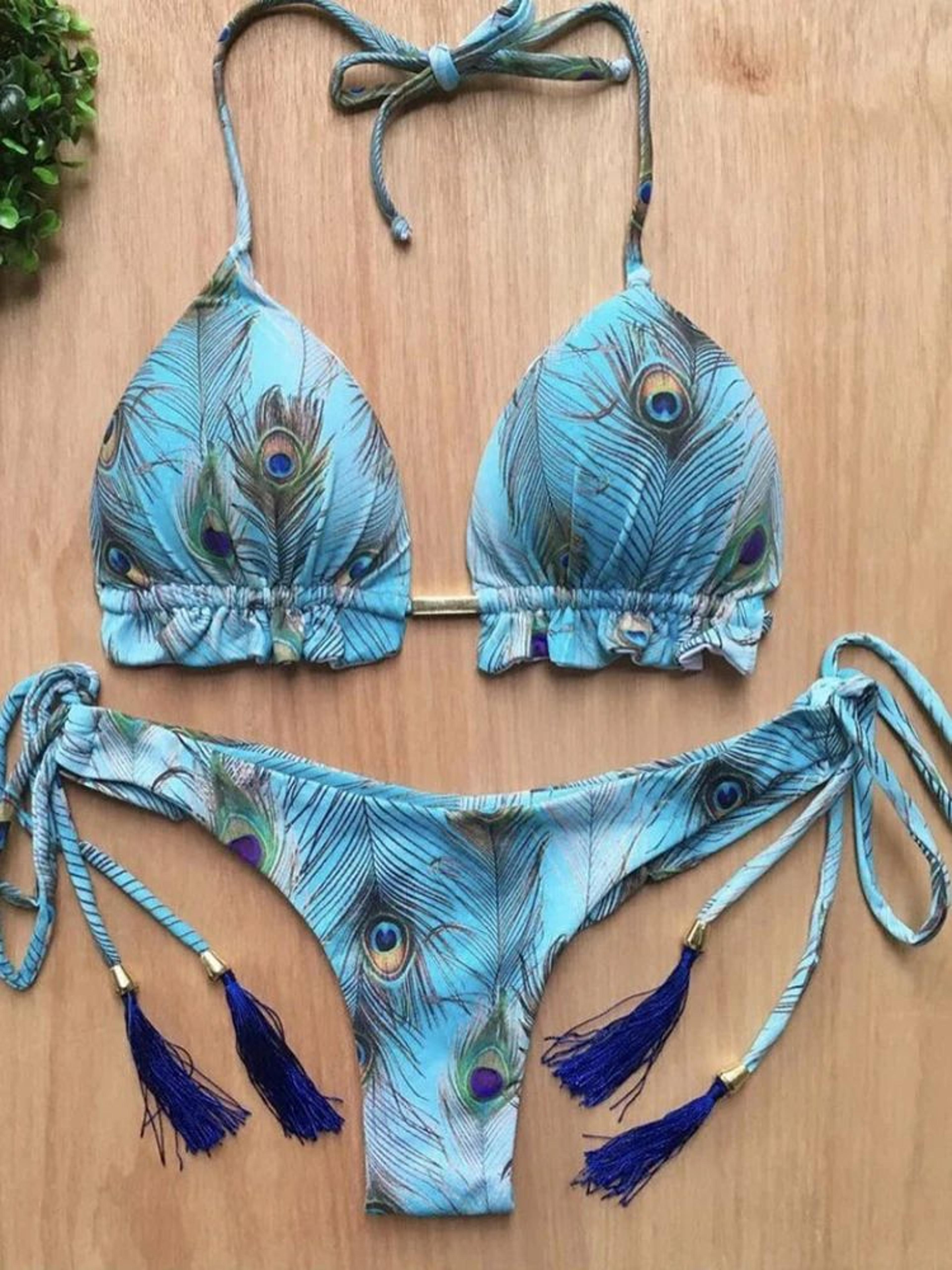 RUOTONGSEPT Feather Print Micro Bikini Set 3