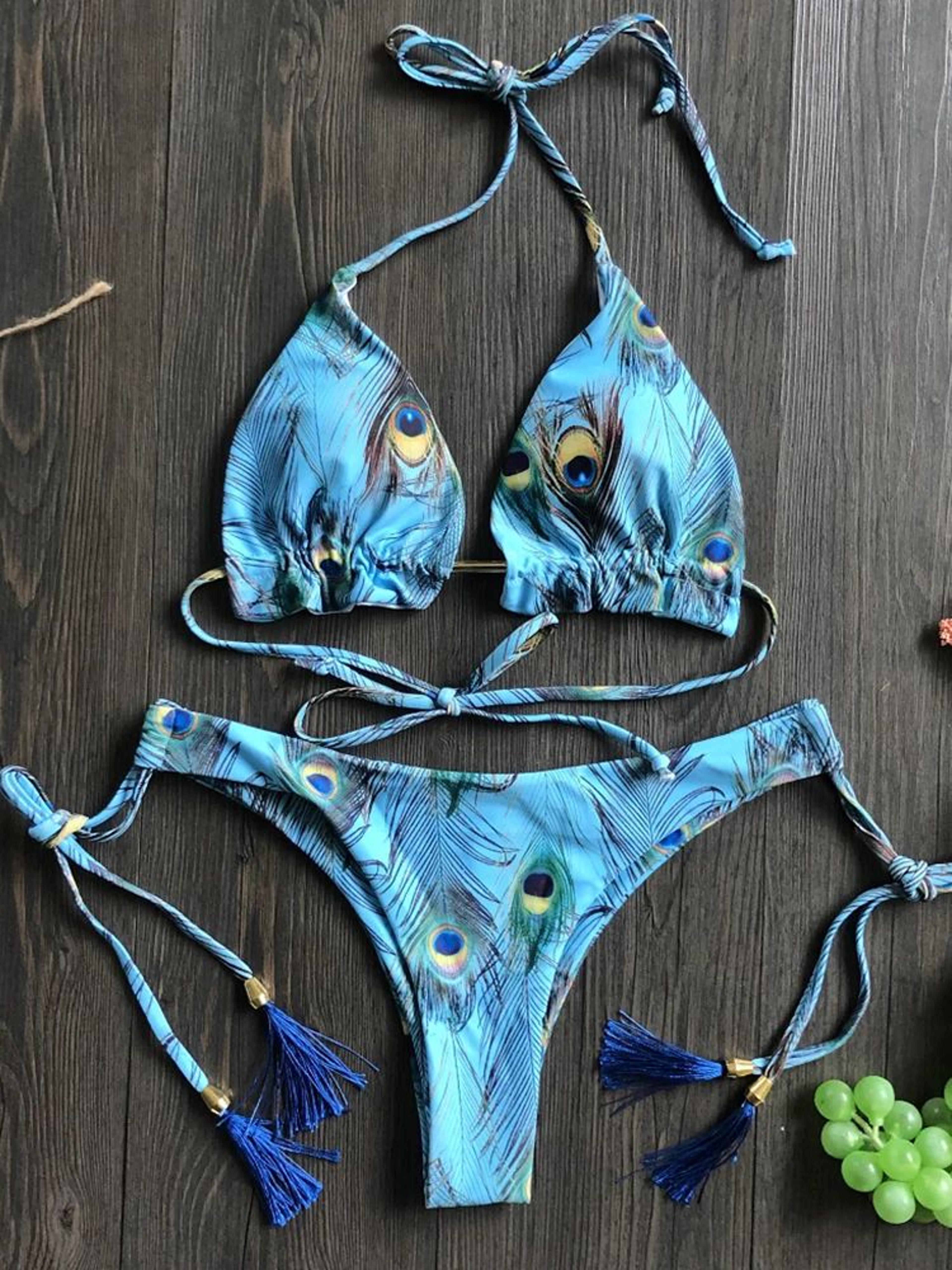 RUOTONGSEPT Feather Print Micro Bikini Set 5