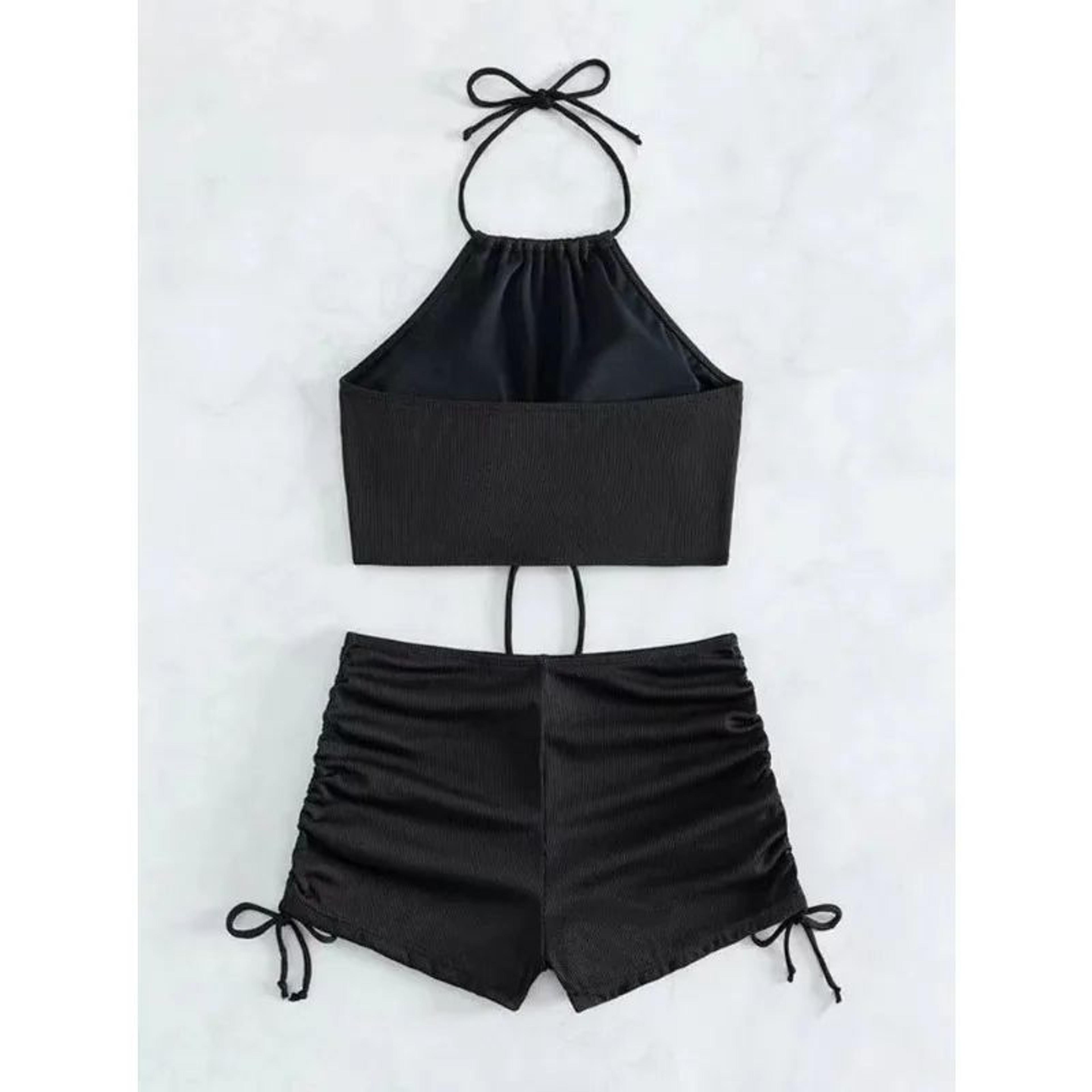 Solid Halter Strapless Bikini Top Set 4