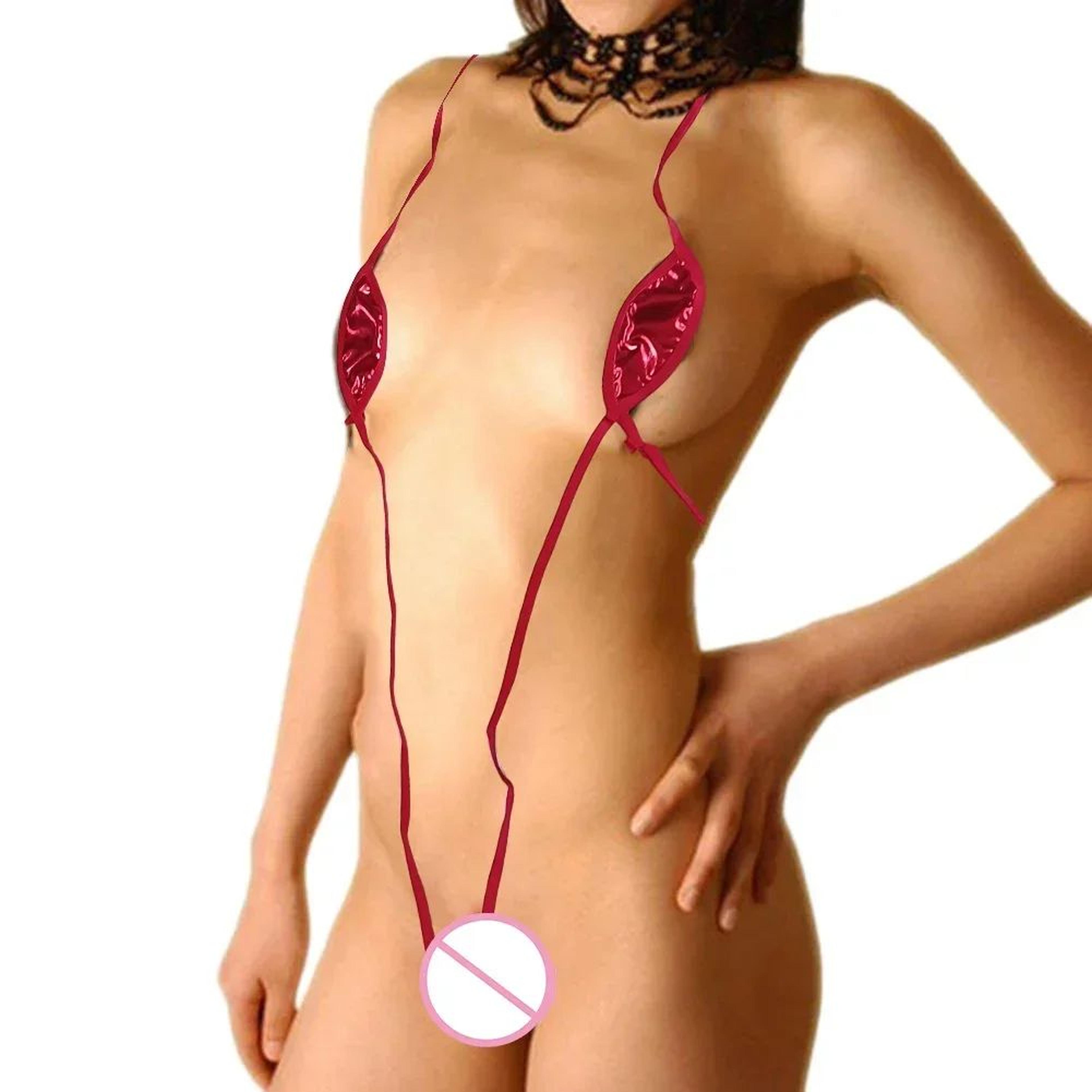 pu patent leather tie side thong bikini glossy two piece sexy beachwear swimsuit