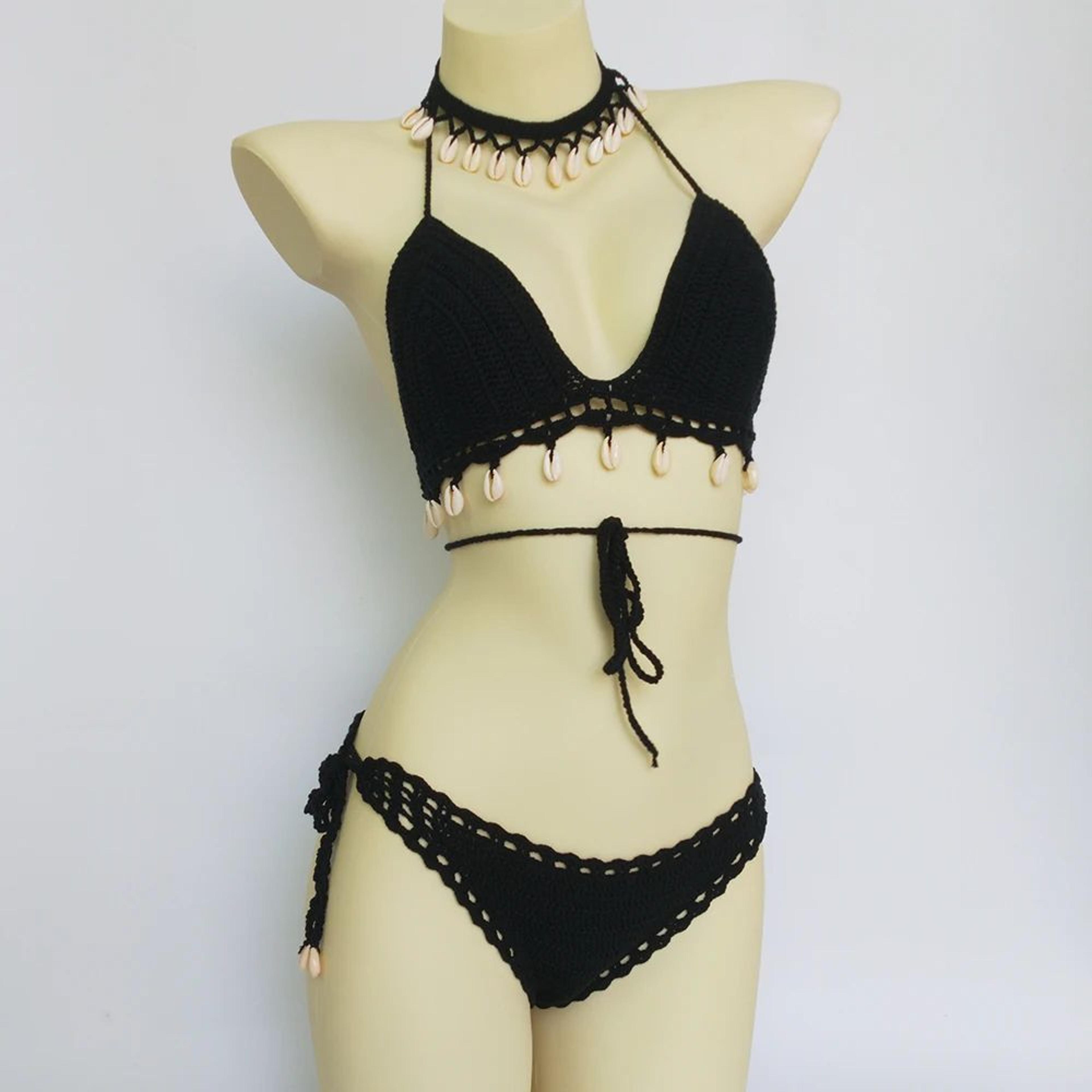 Crochet Shell Tassel Three Piece Bikini Set 8