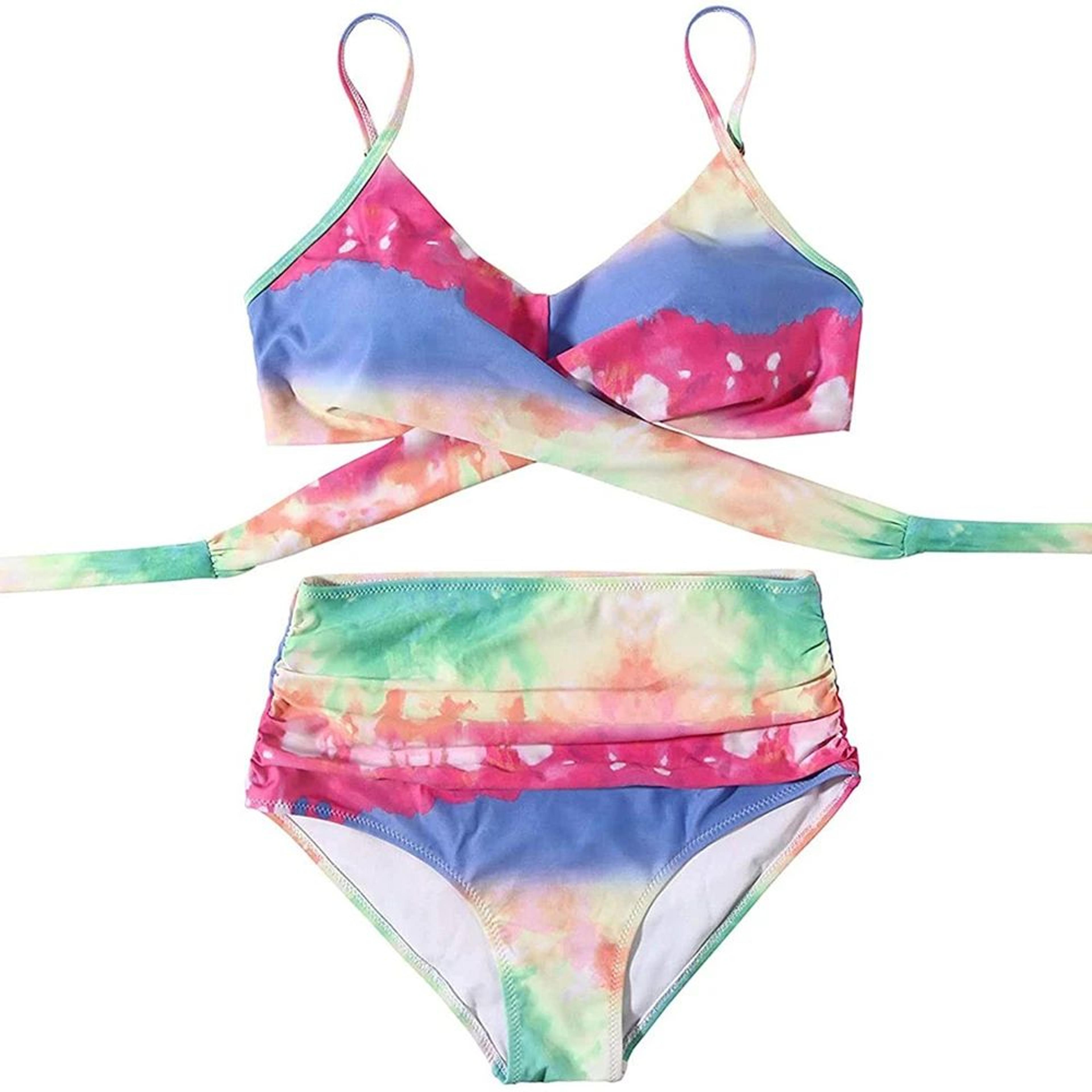High Waisted Cross Front Bikini Set For Women 15