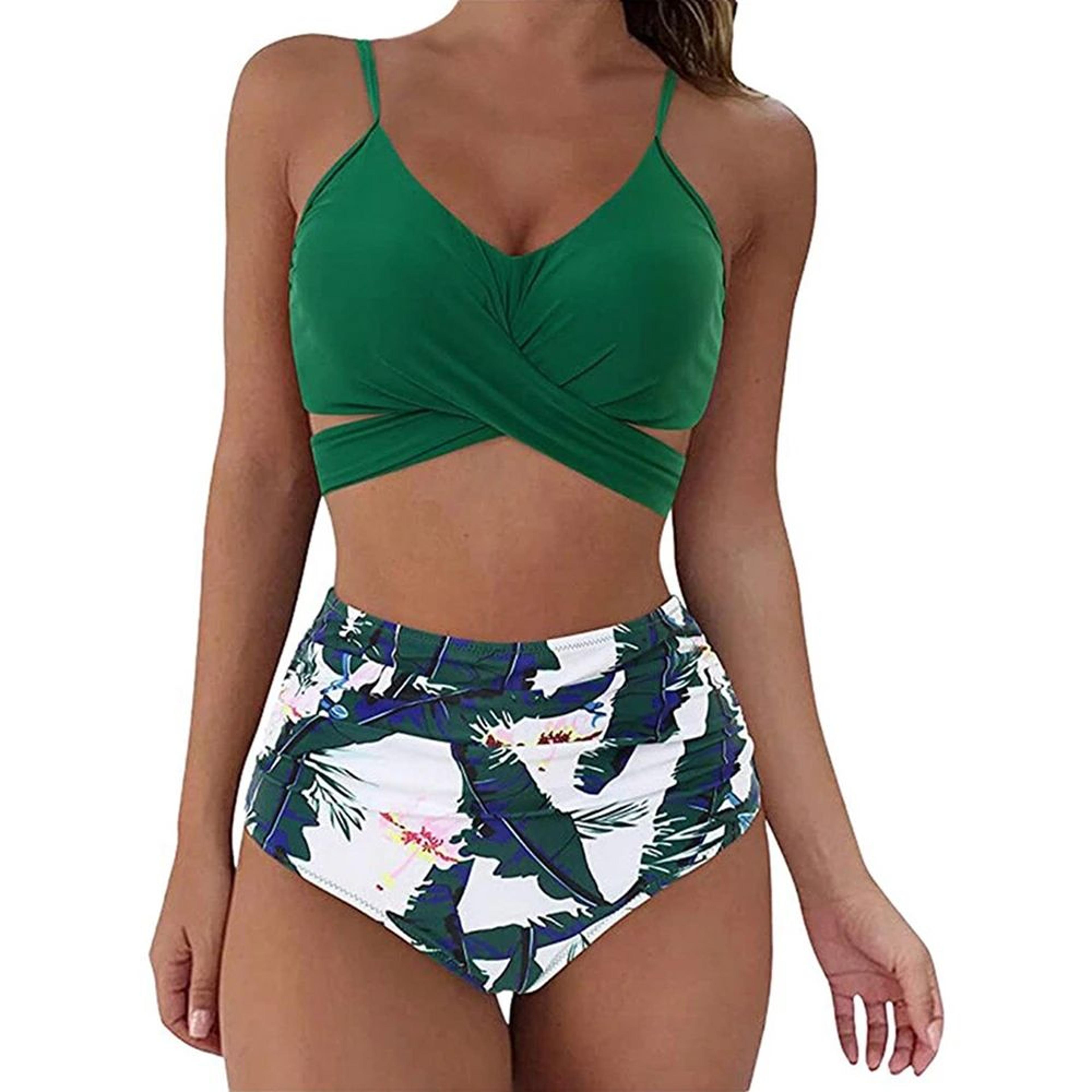 High Waisted Cross Front Bikini Set For Women 19