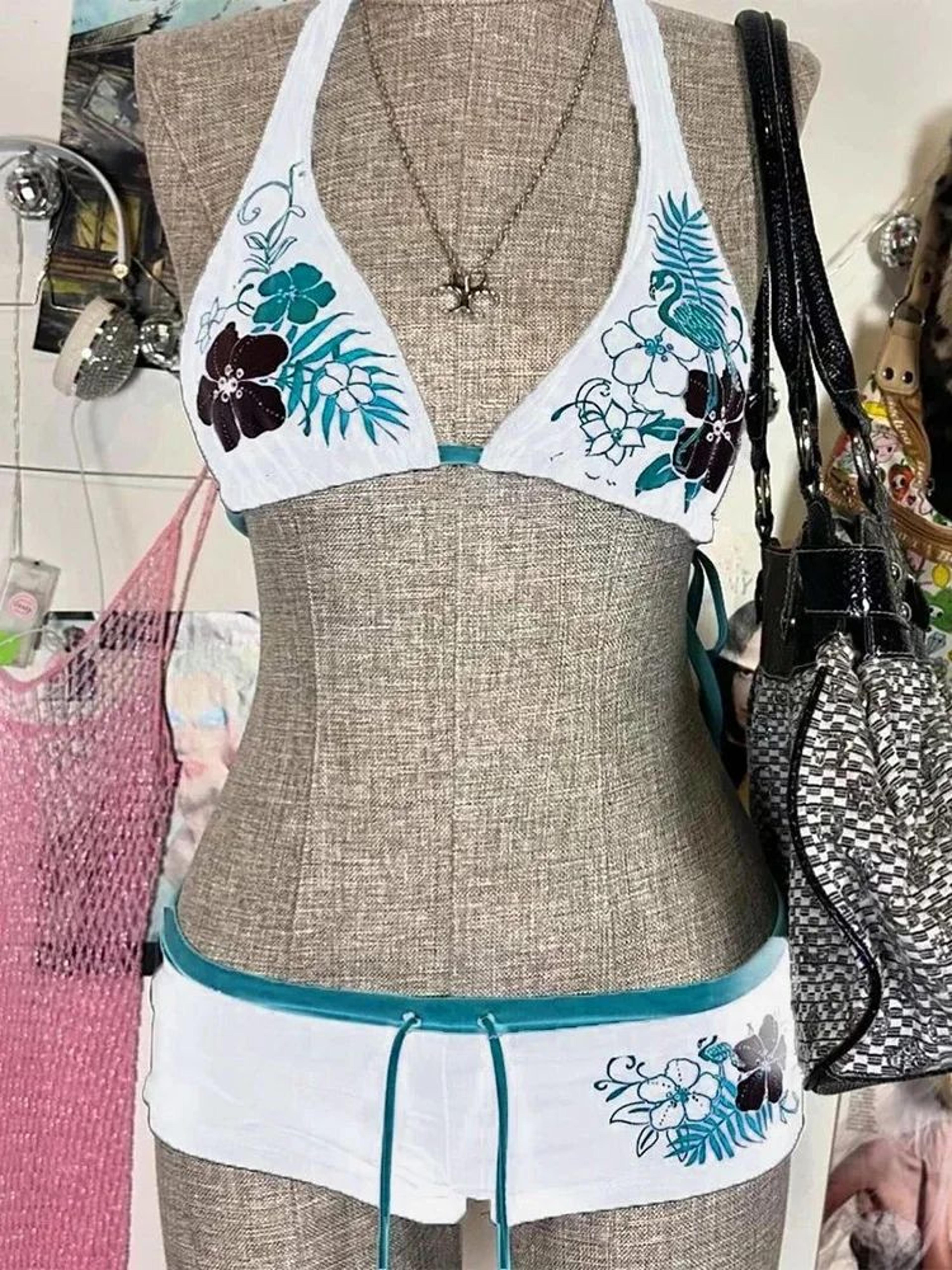 Vintage Floral Halter Bikini Set For Women 7
