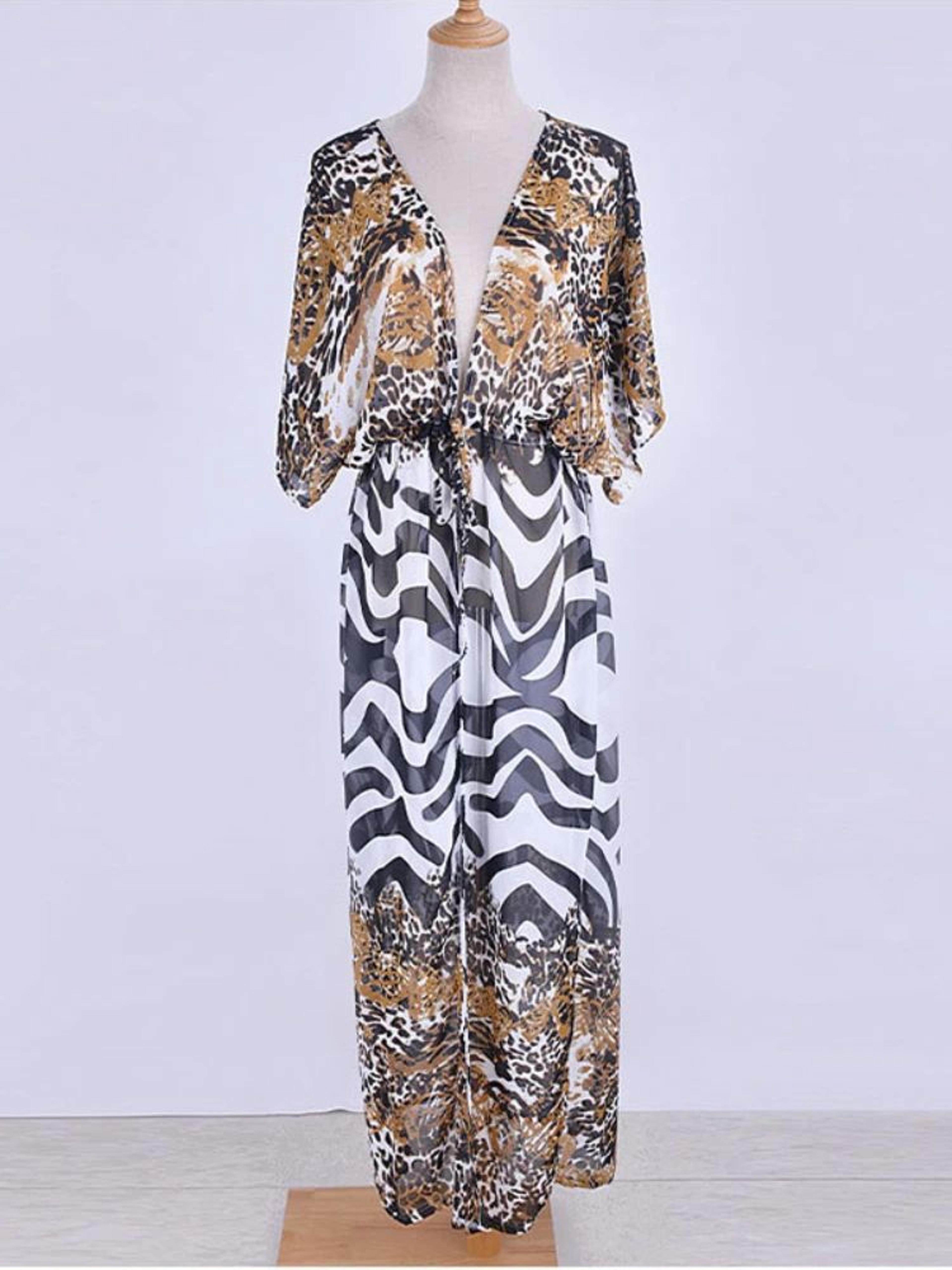Leopard Print Chiffon Beach Kimono 5