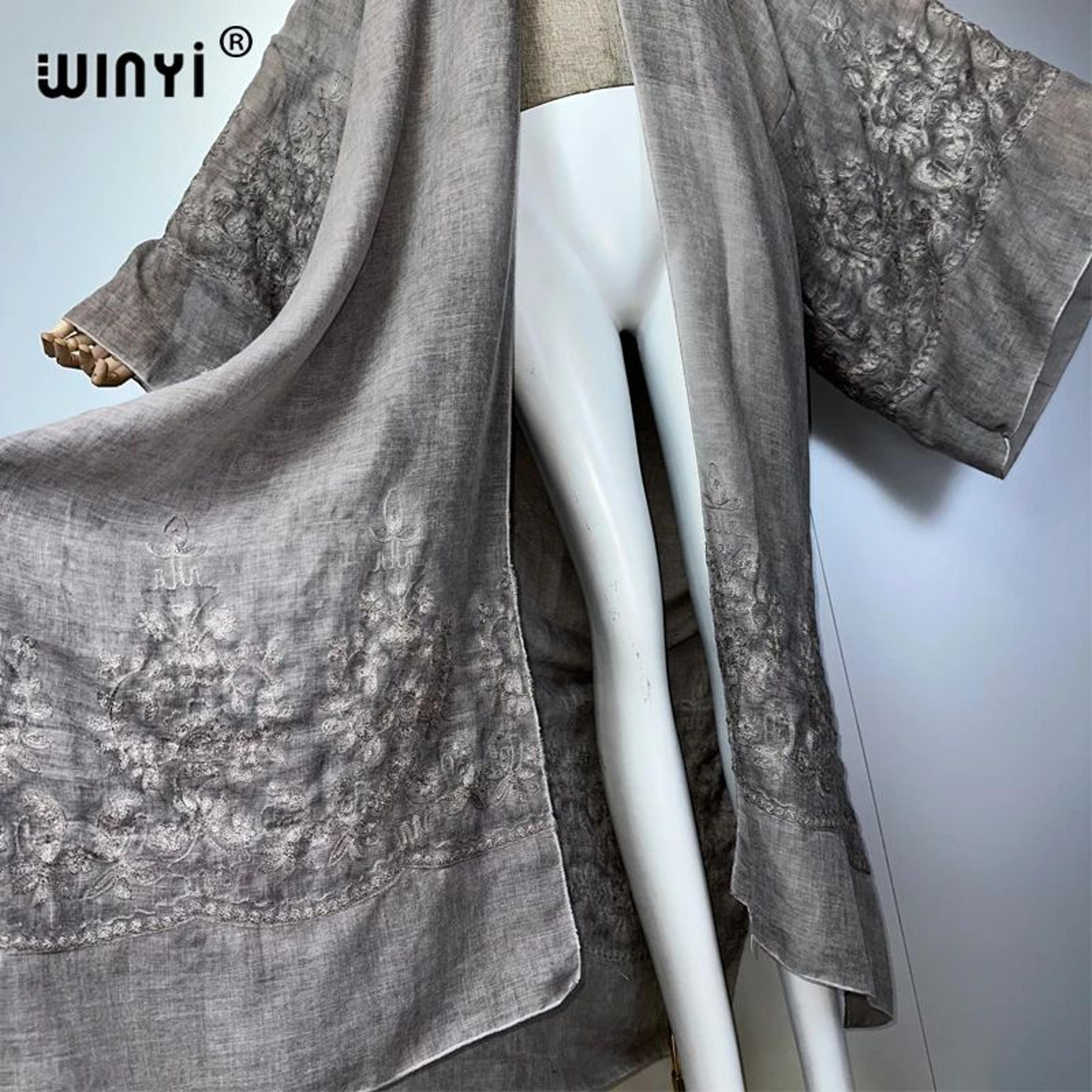Hand Dyed Embroidered Maxi Kimono Cover Up 3