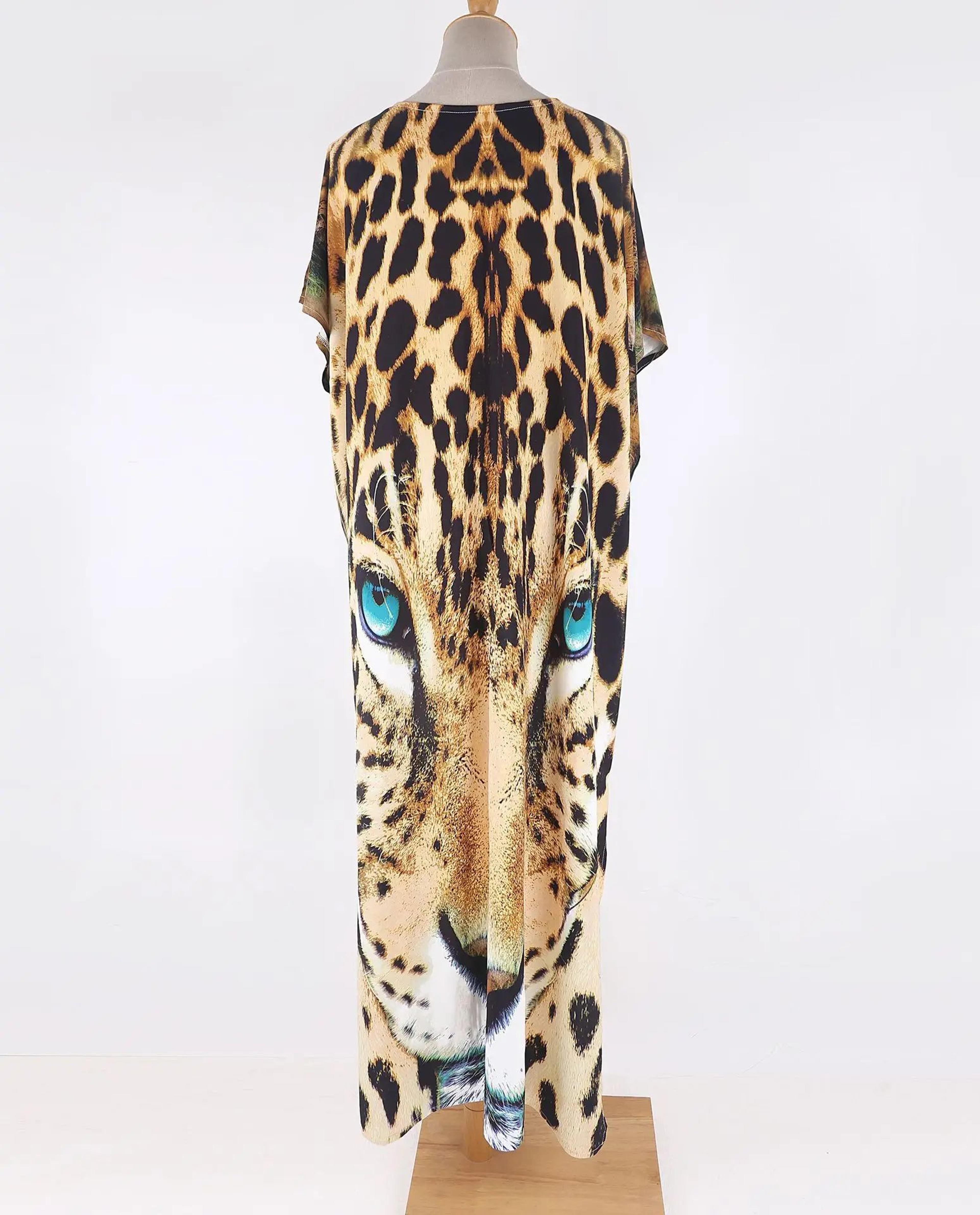 Tiger Print Long Kimono Beach Cover Up 4