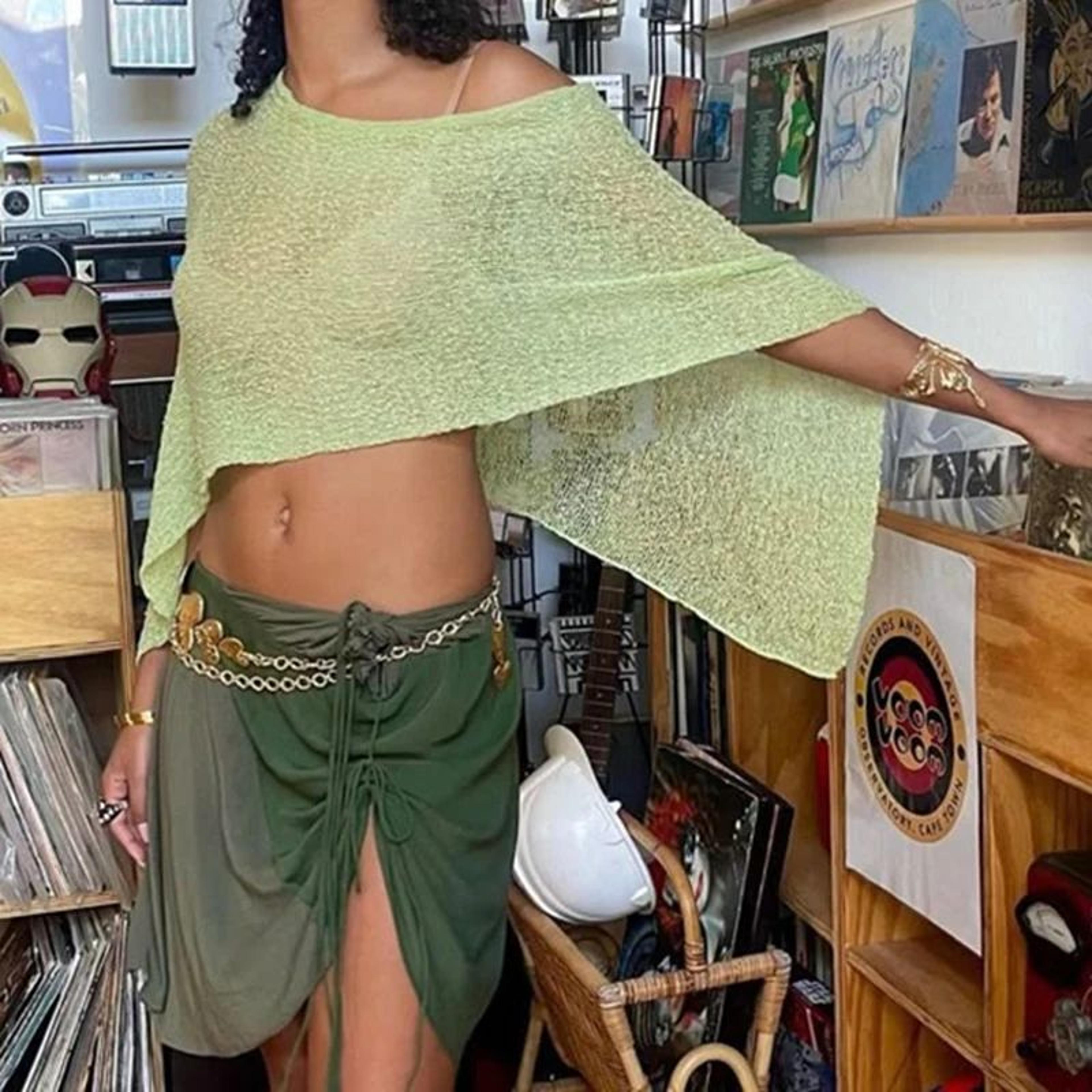 Boho Knitted Crop Top Beach Cover Up 1
