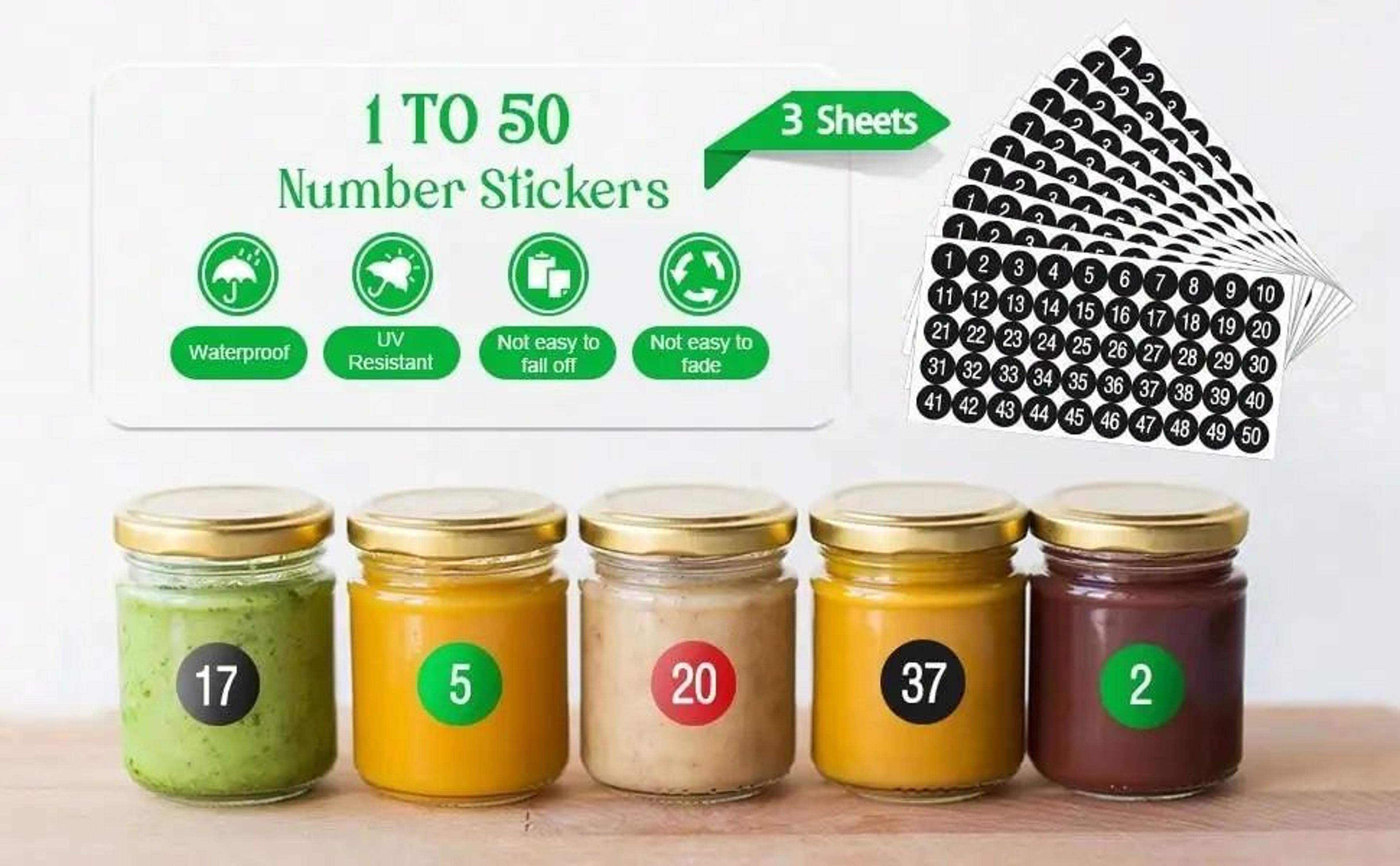 Waterproof Consecutive Number Stickers 1 To 50 7