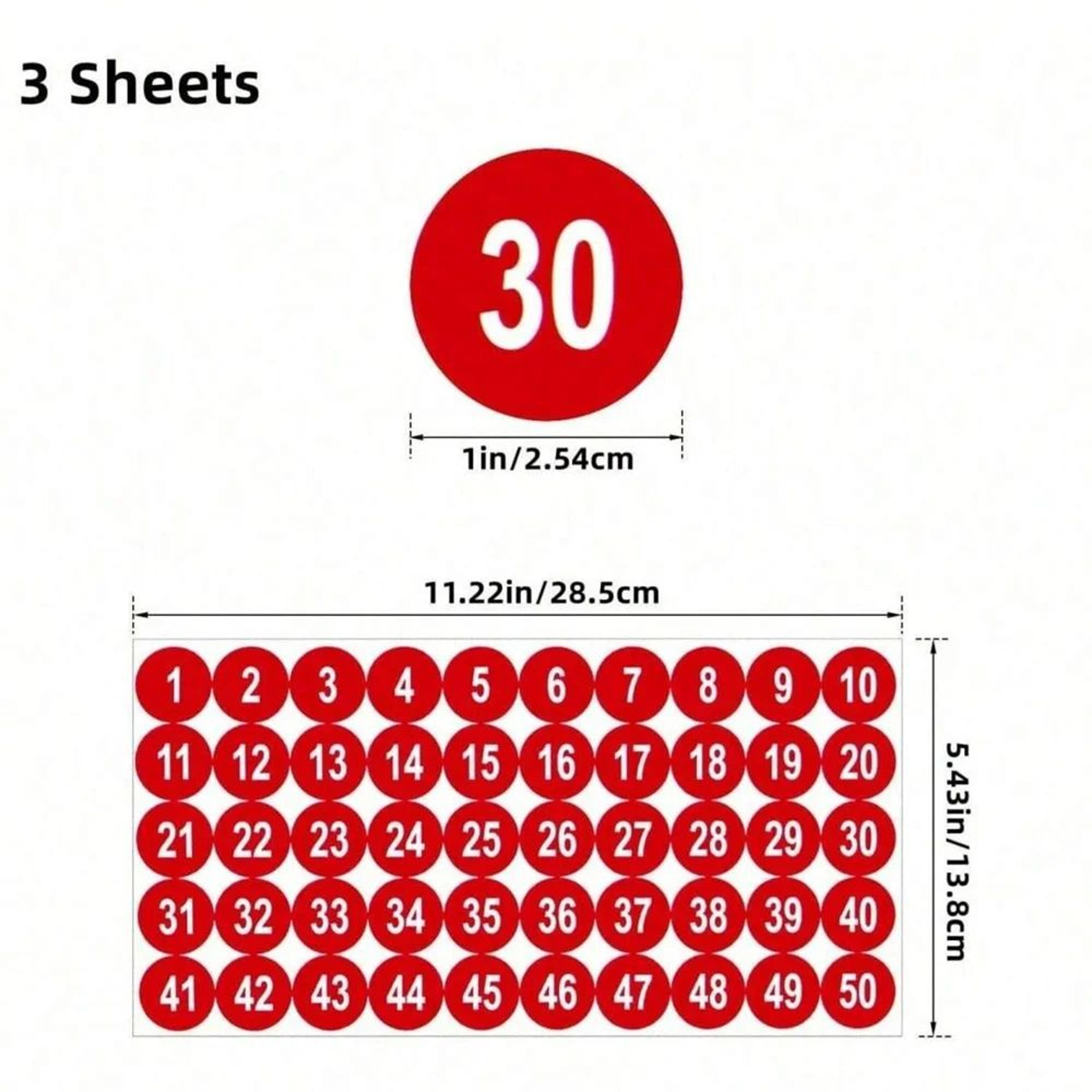 Waterproof Consecutive Number Stickers 1 To 50 11