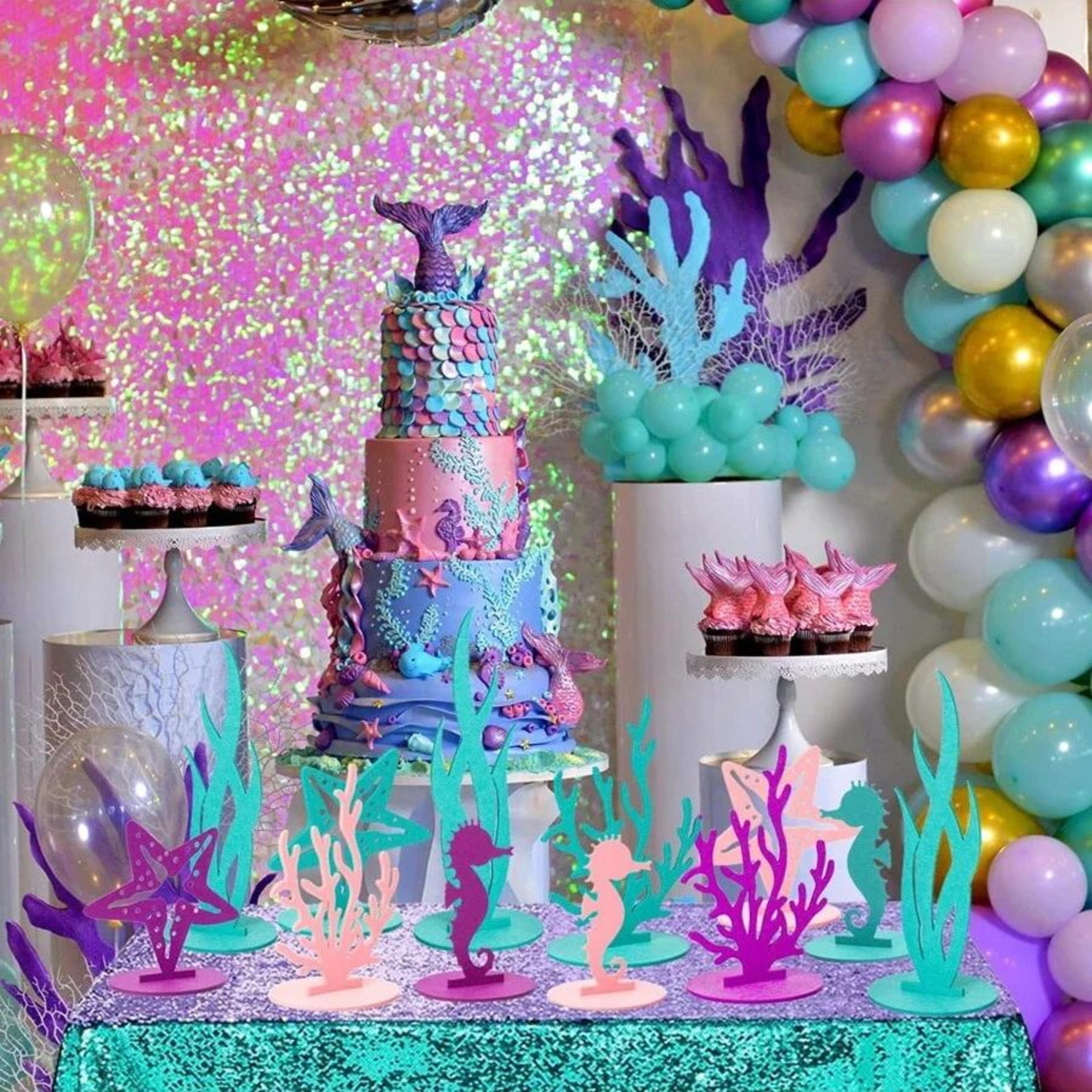 12 Piece Mermaid Birthday Table Centerpieces 5