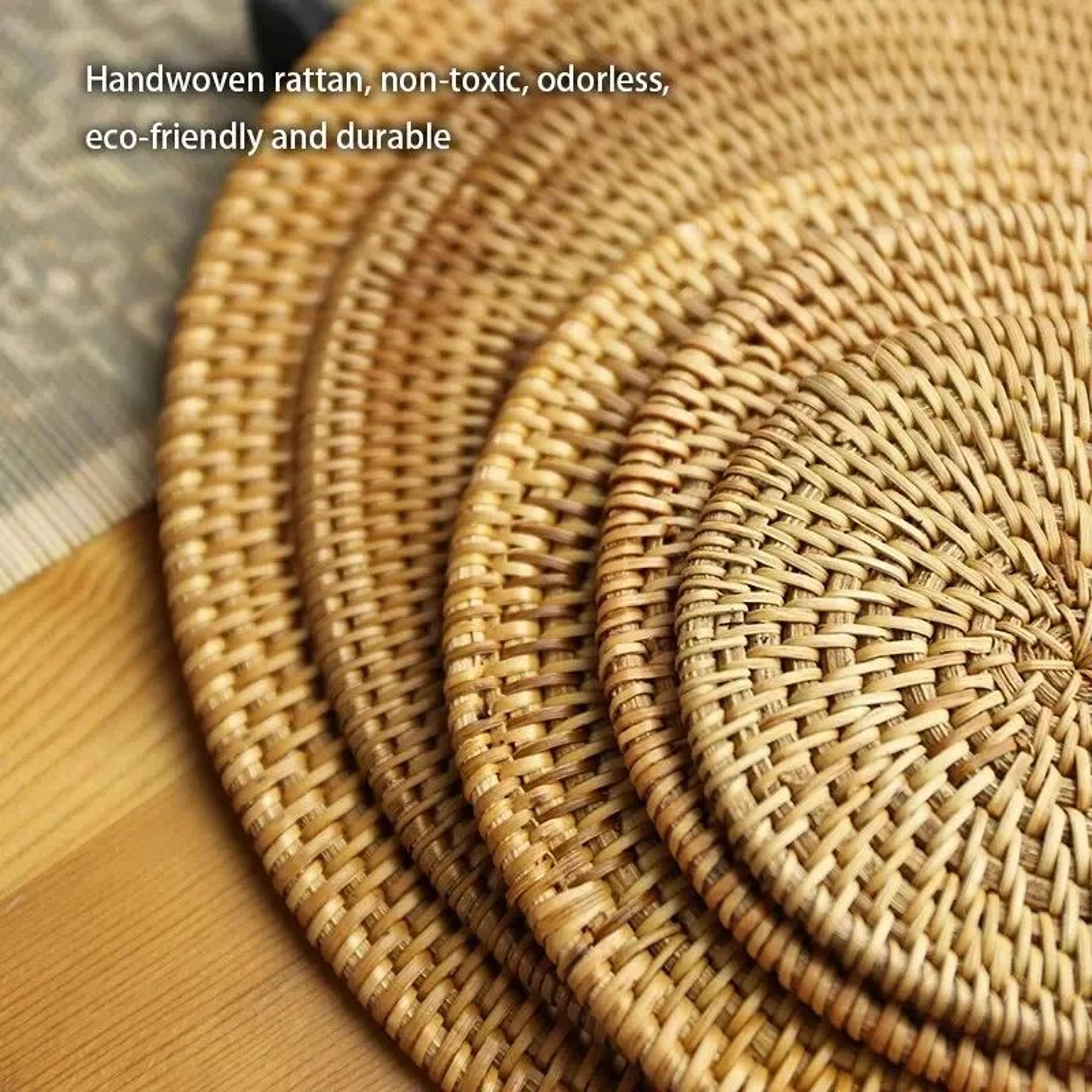 Rattan Weave Drink Coasters Set For Tea And Tableware 4