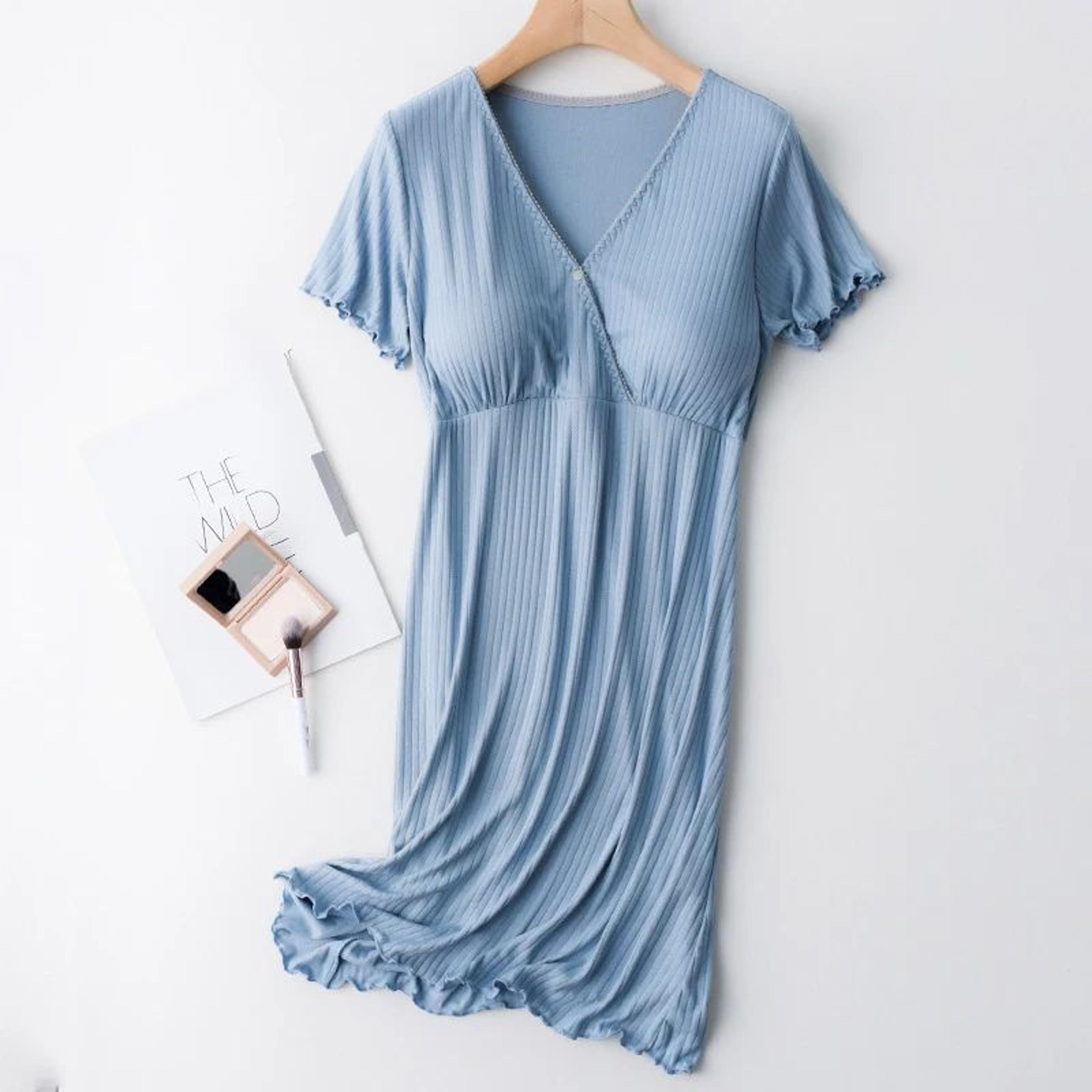 Soft Modal Maternity Nursing And Breastfeeding Nightgown 10