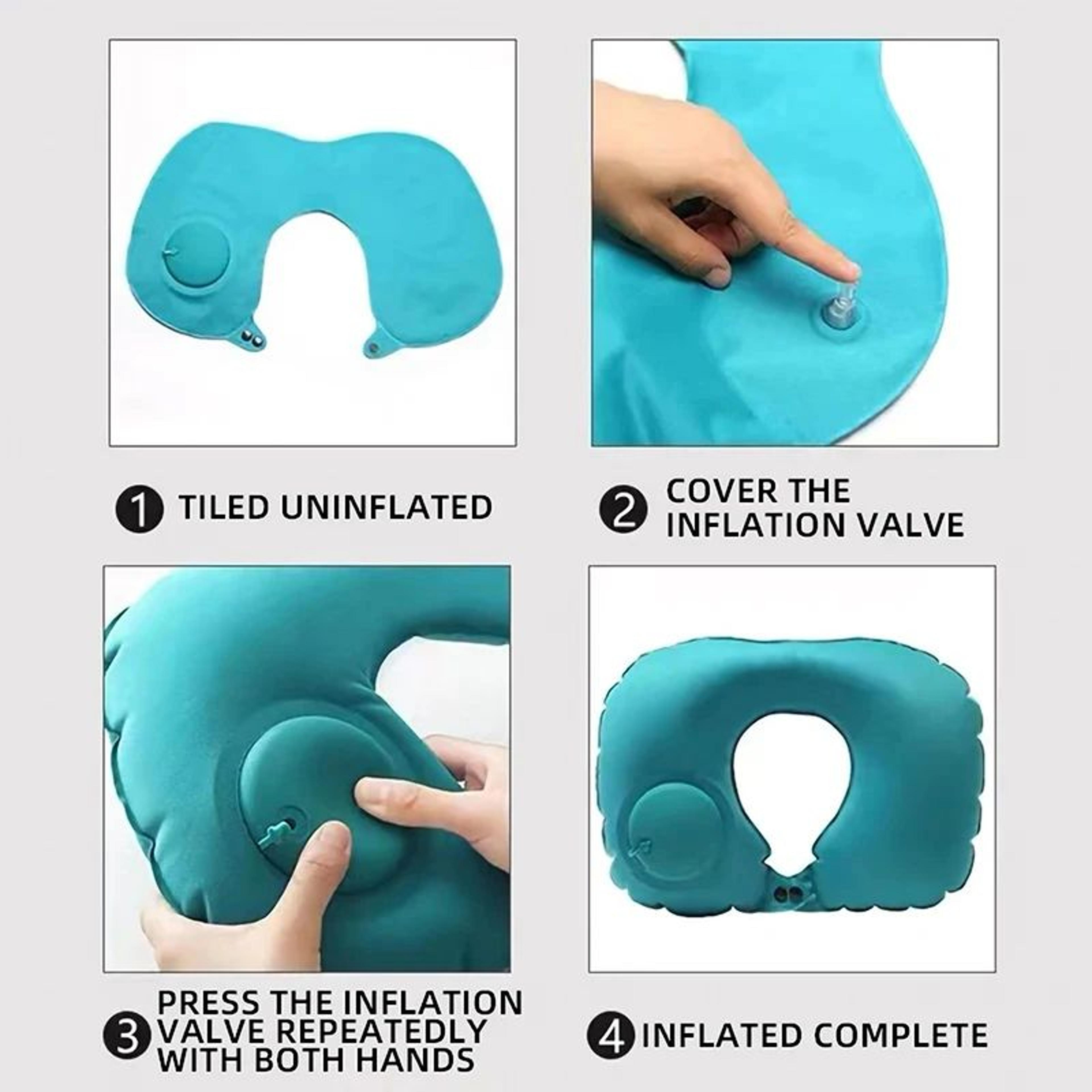 Inflatable UShaped Travel Neck Pillow Portable Comfort Cushion 4
