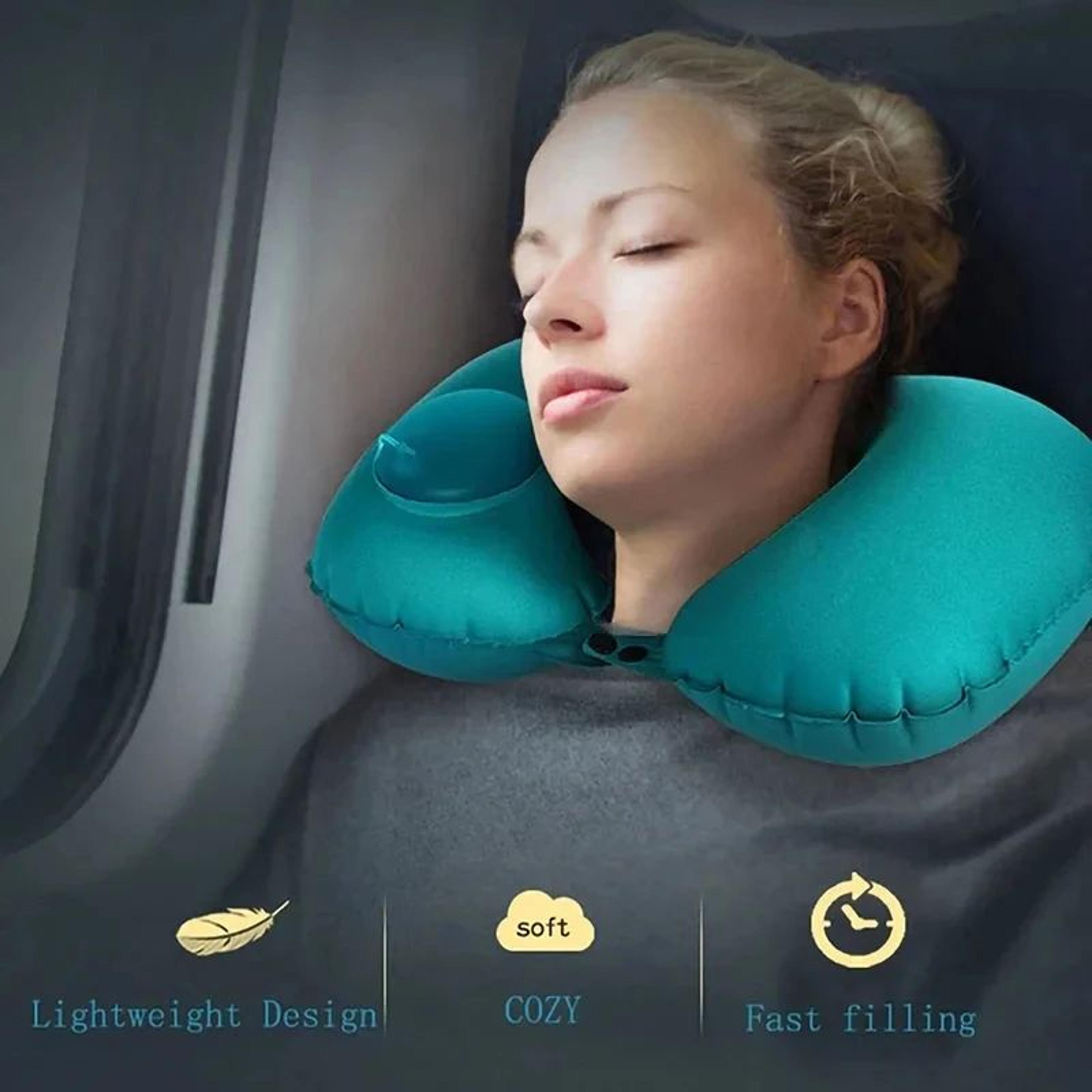 Inflatable UShaped Travel Neck Pillow Portable Comfort Cushion 8