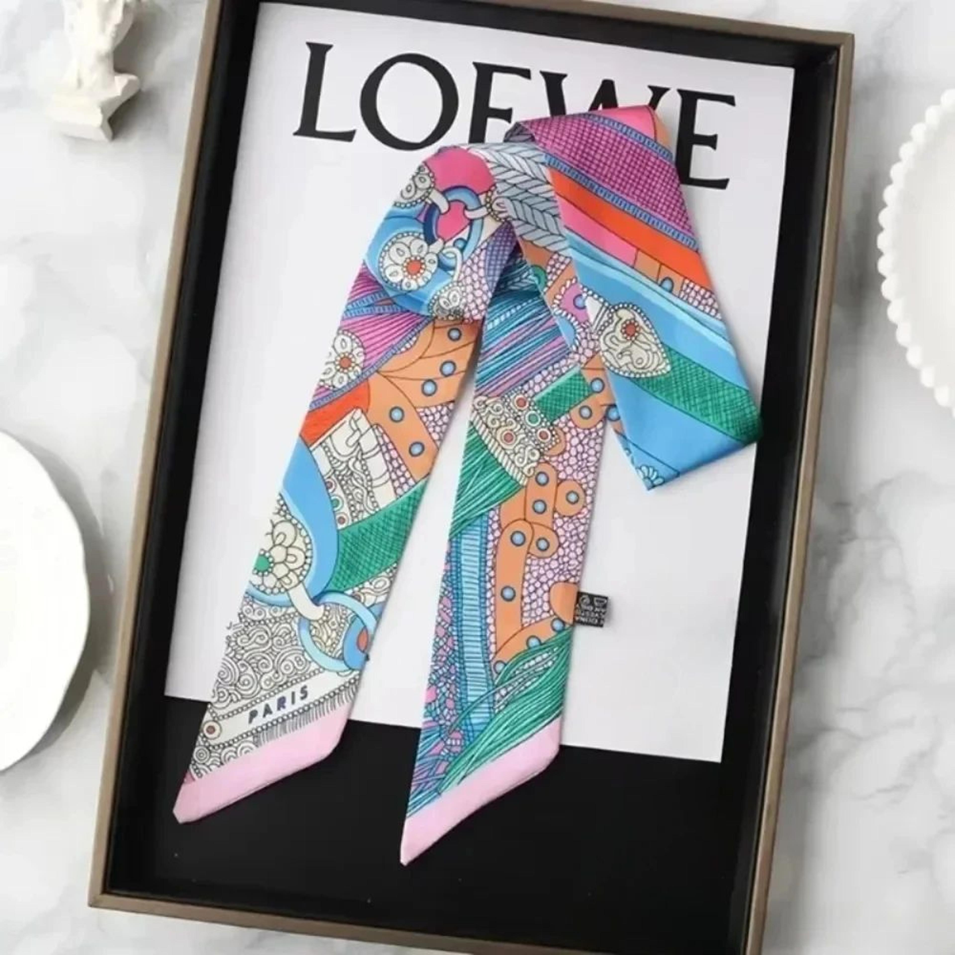 Retro Printed Imitation Silk Long Scarf 5