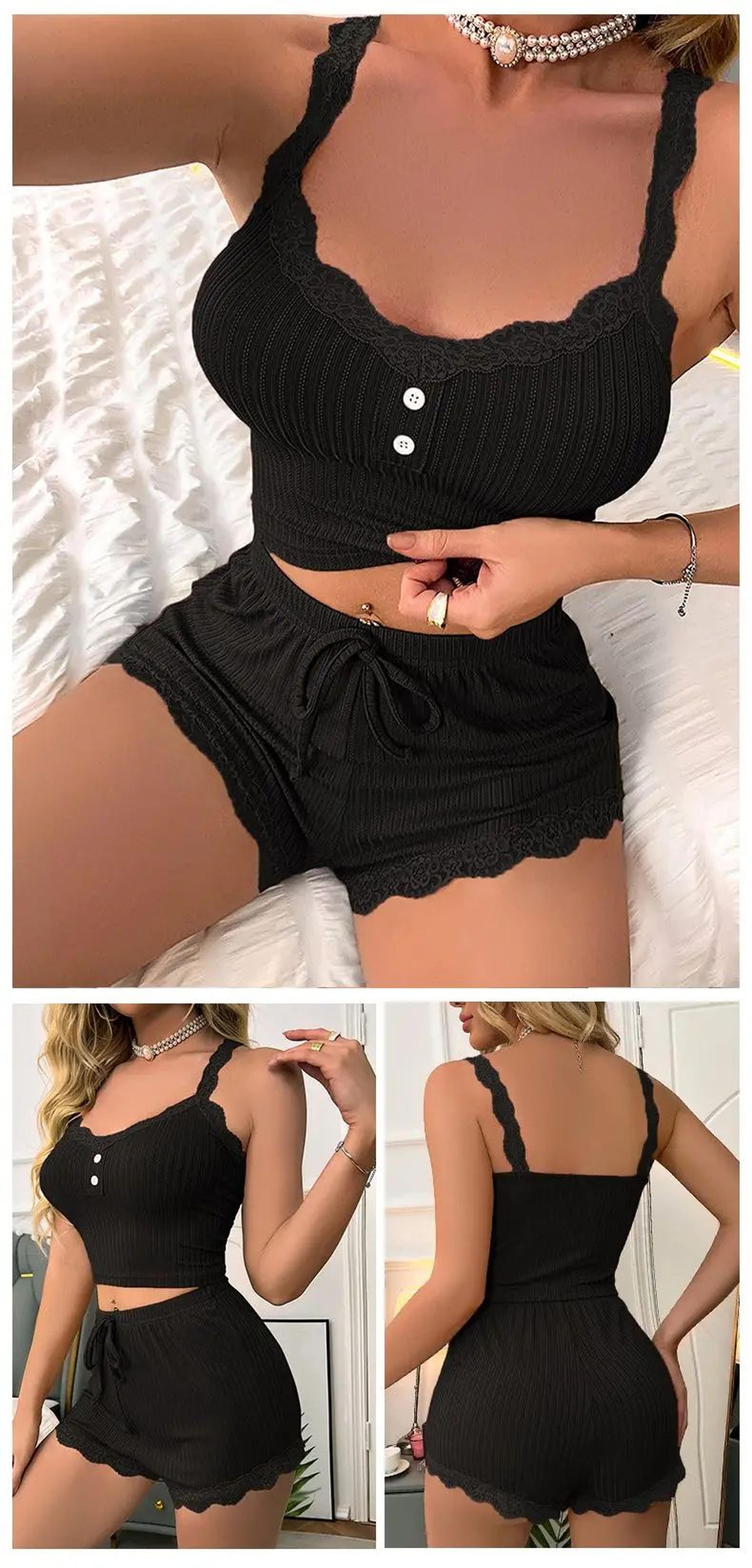 Women Summer Pajama Set With Sexy Lounge Top And Trousers 9