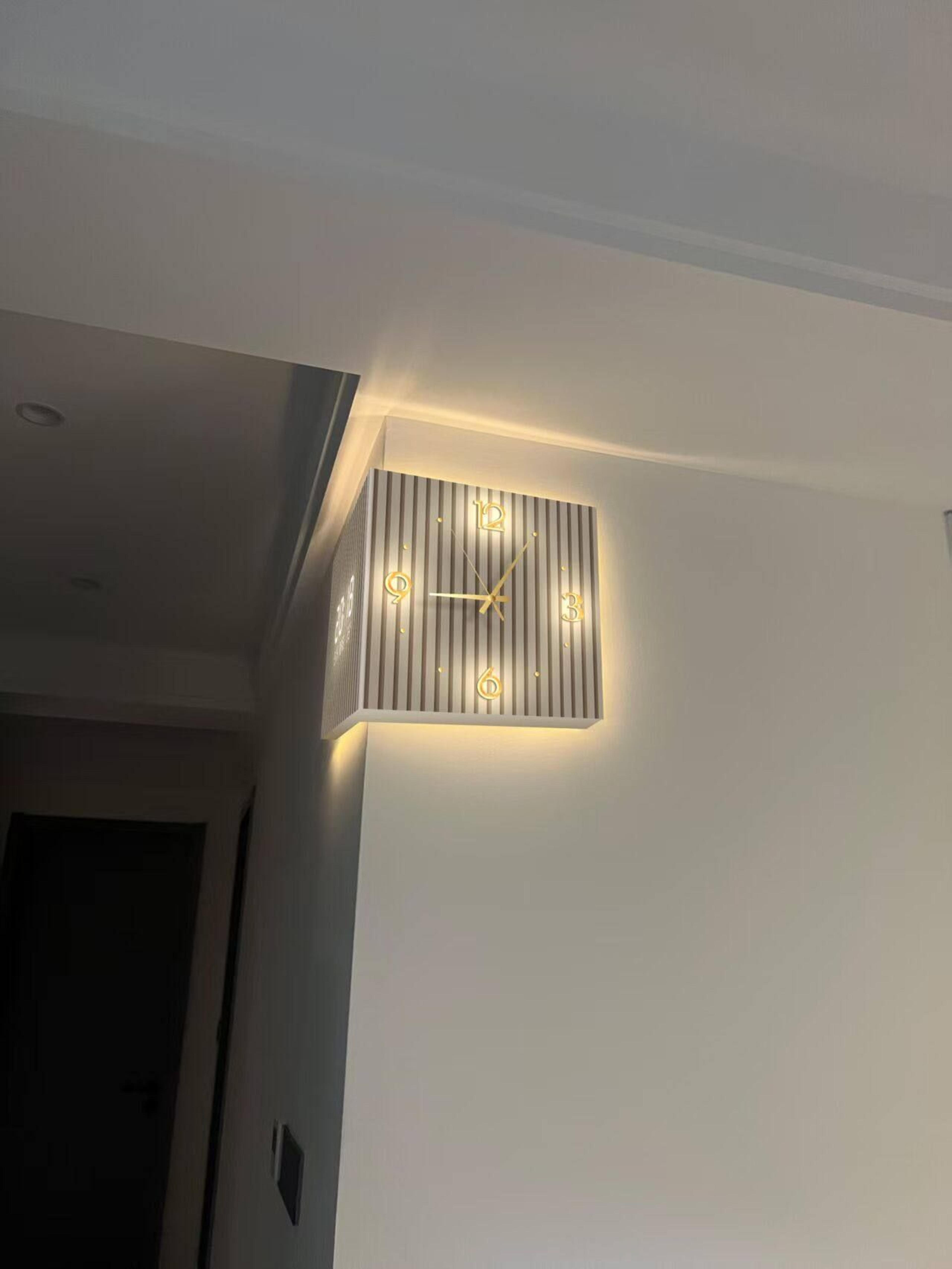 Modern DualSided Corner Wall Clock 7