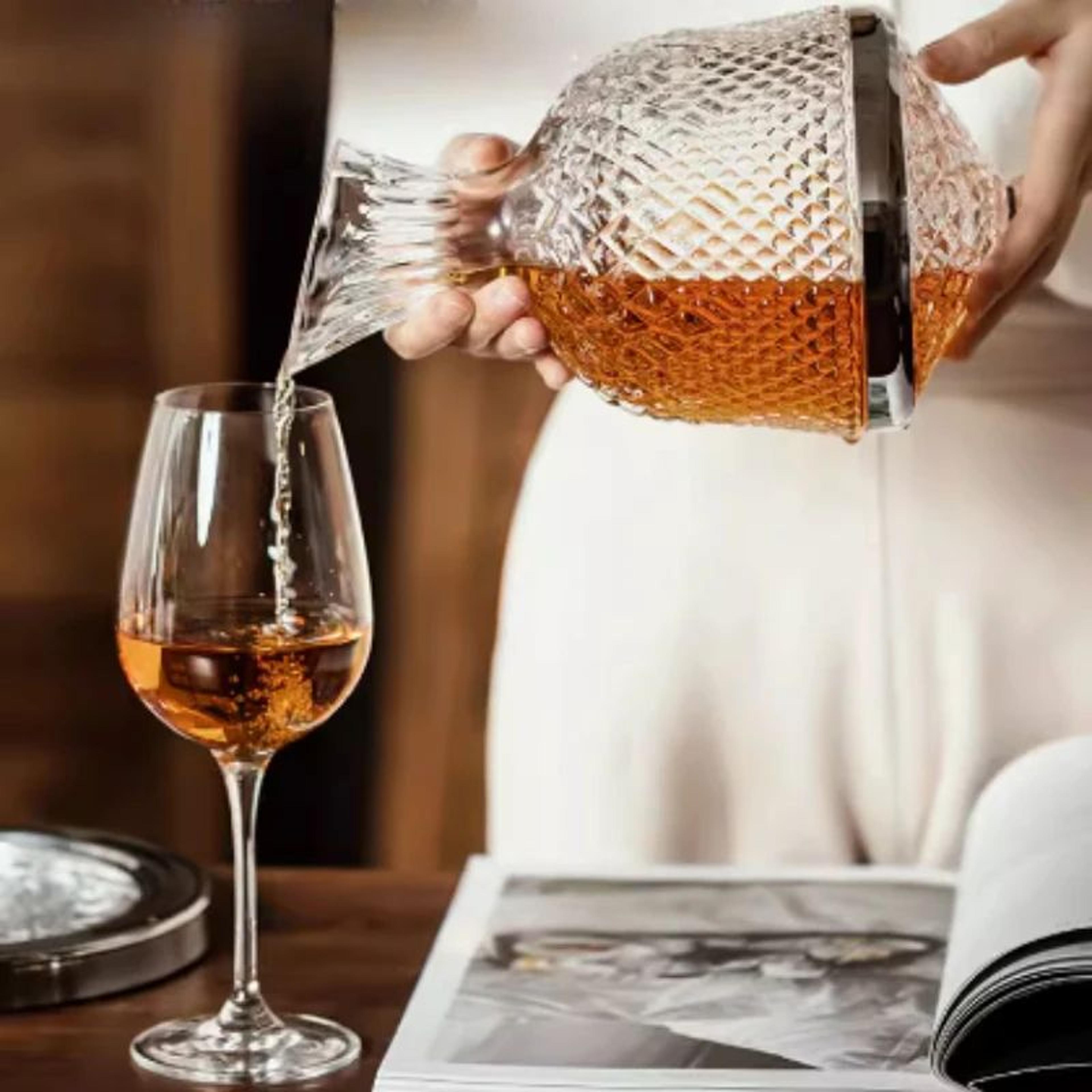 360 Rotating Crystal Glass Wine Decanter 1500 Ml 2