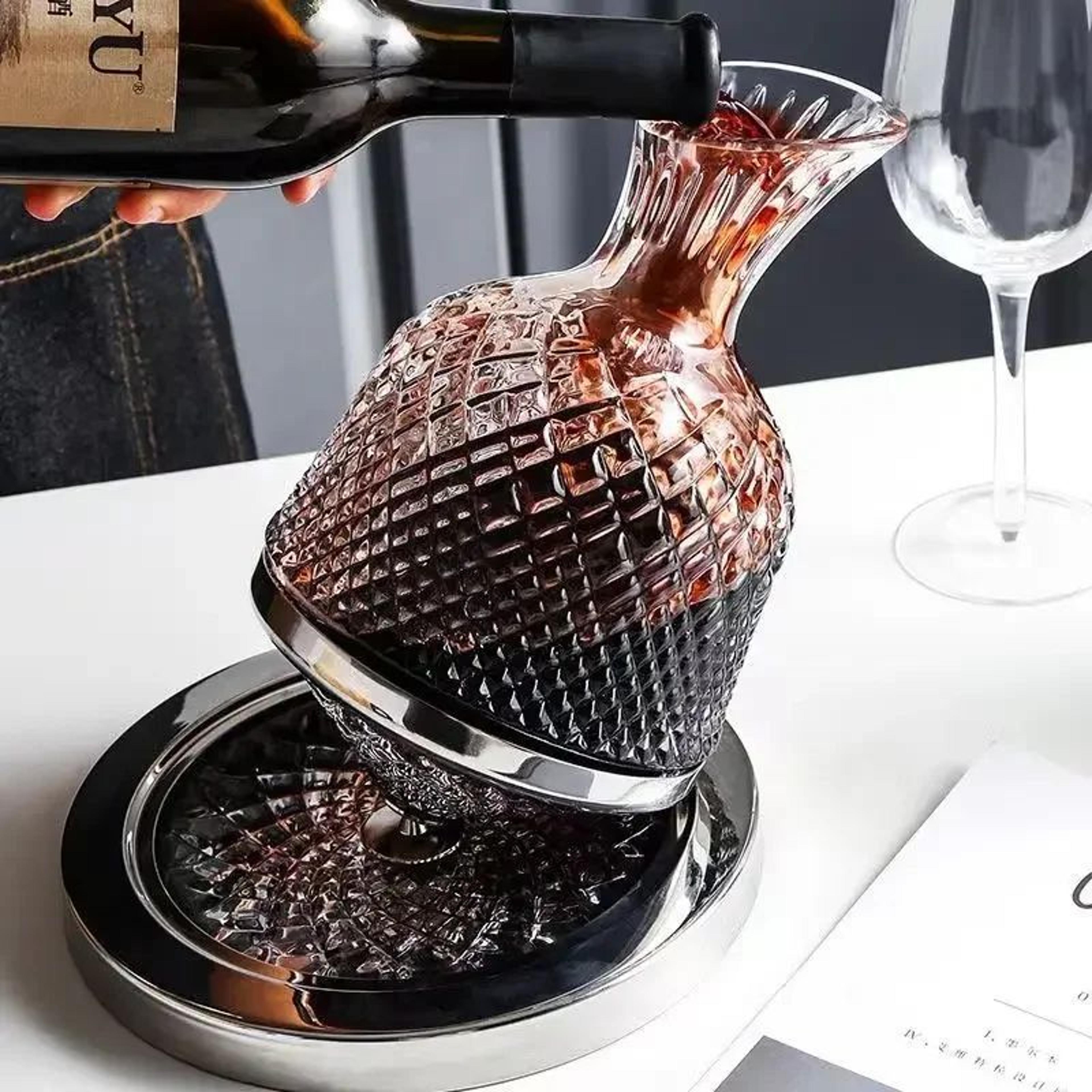 360 Rotating Crystal Glass Wine Decanter 1500 Ml 8