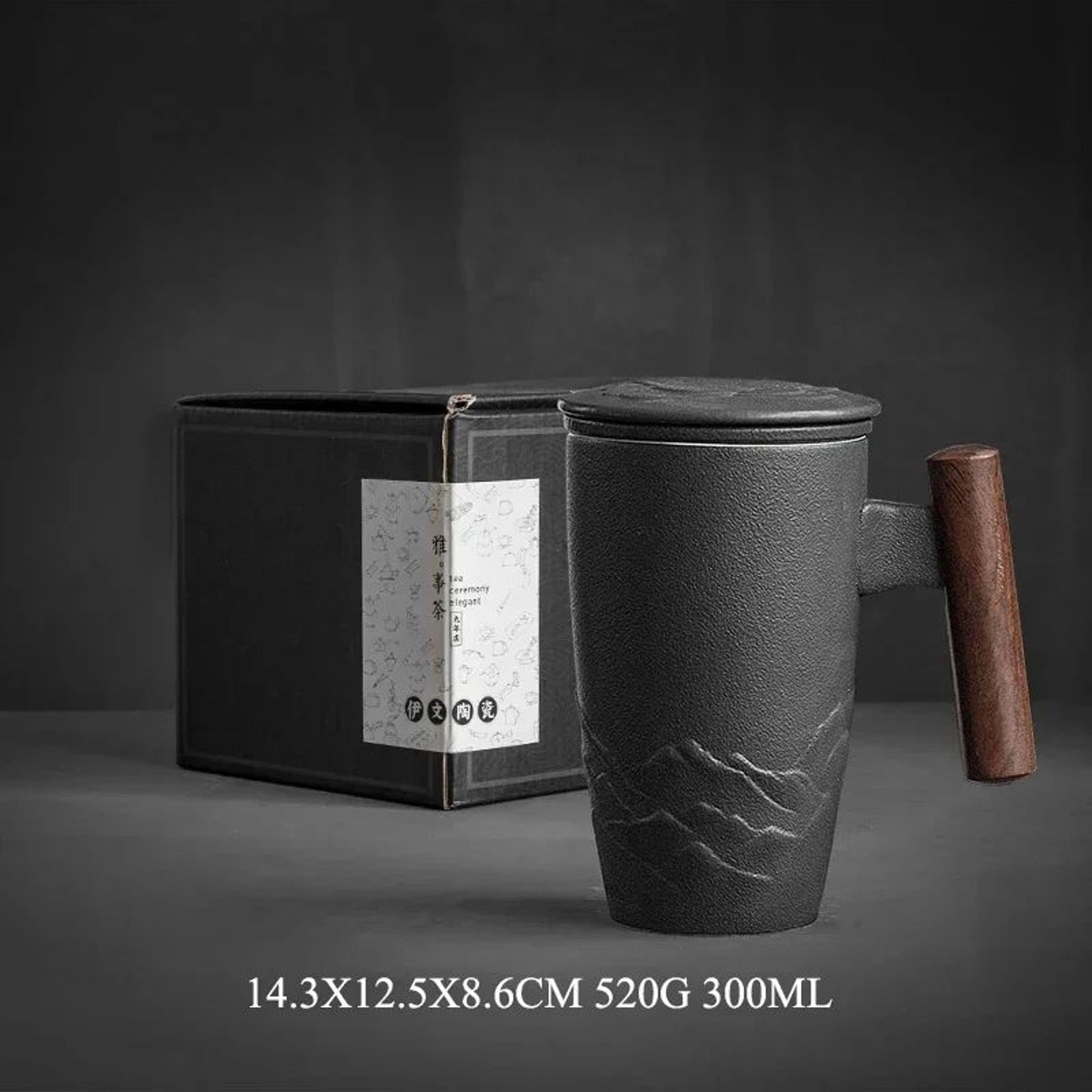 Retro Ceramic Mug With Wooden Handle And Lid 16