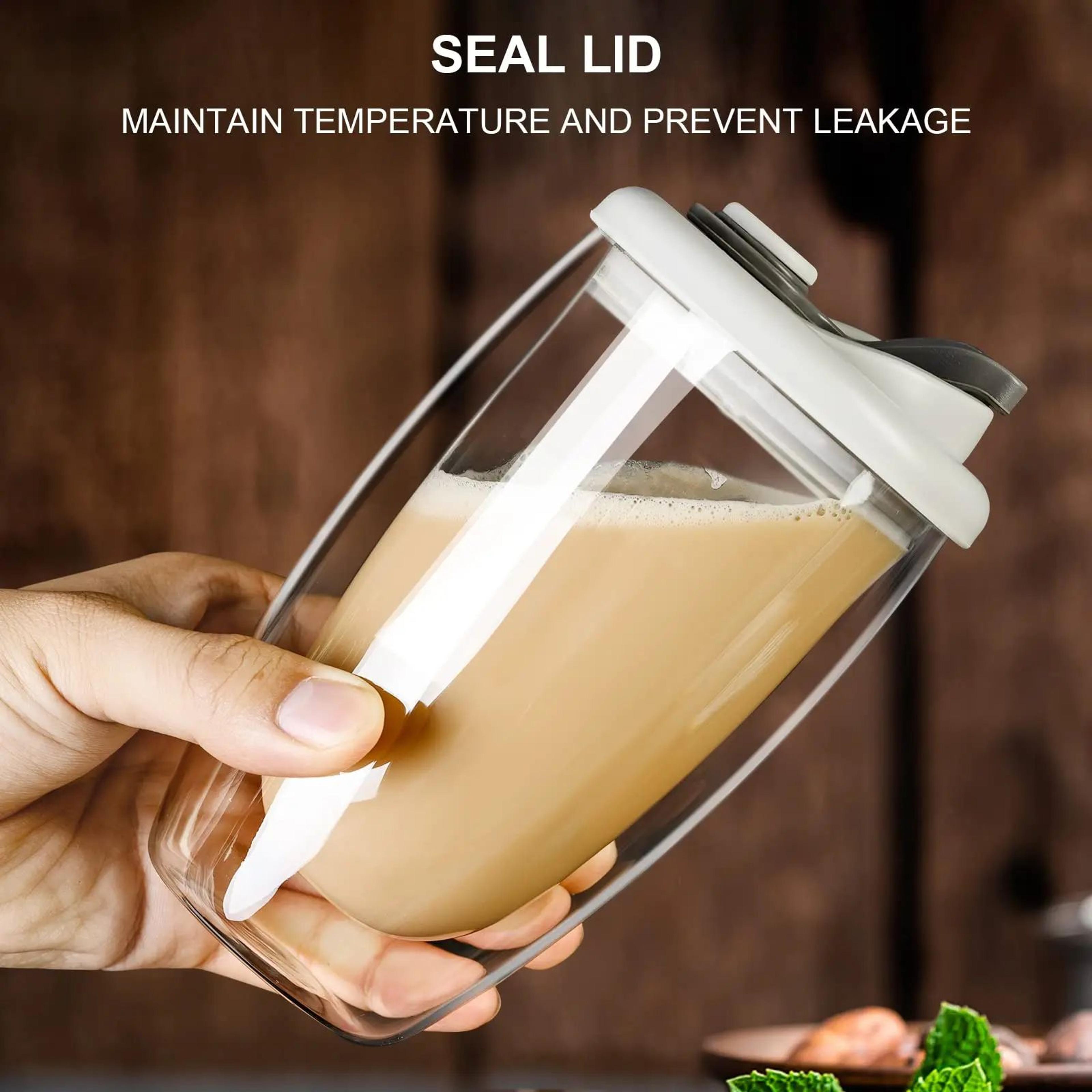 15oz Double Wall Glass Coffee Mug With Silicone Lid 2