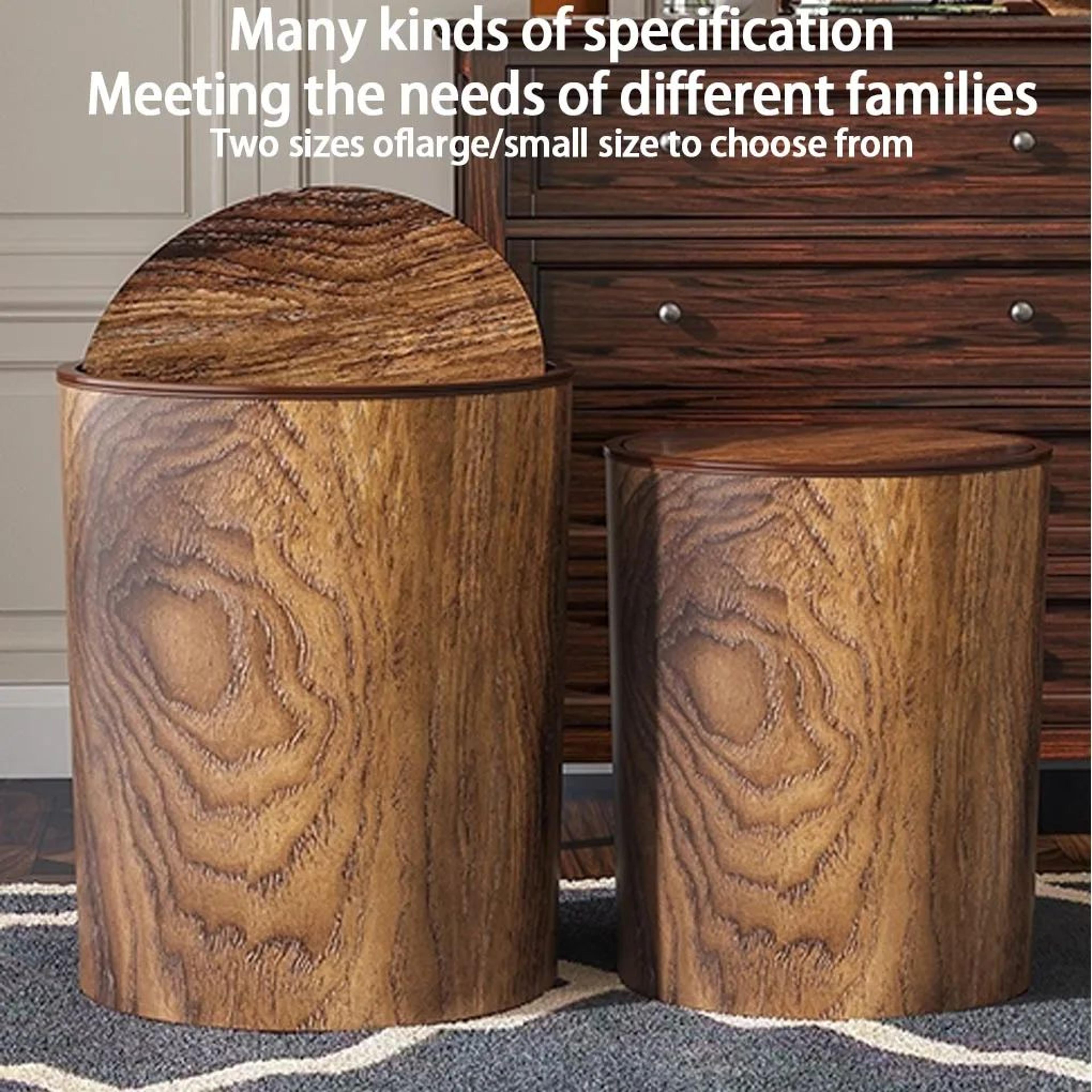 Imitation Wood Trash Can With Swing Lid 1