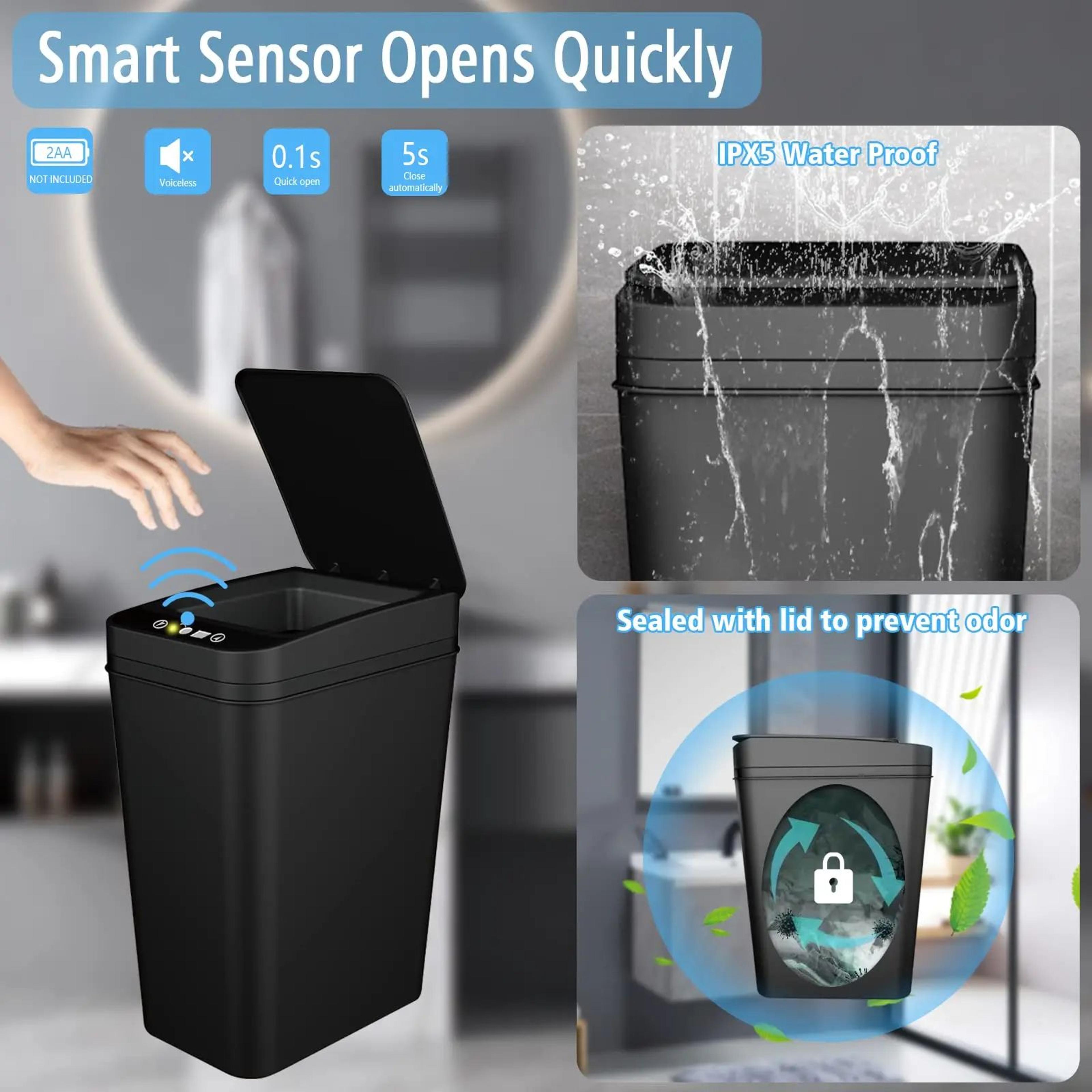Touchless Motion Sensor Bathroom Trash Can With Lid 10