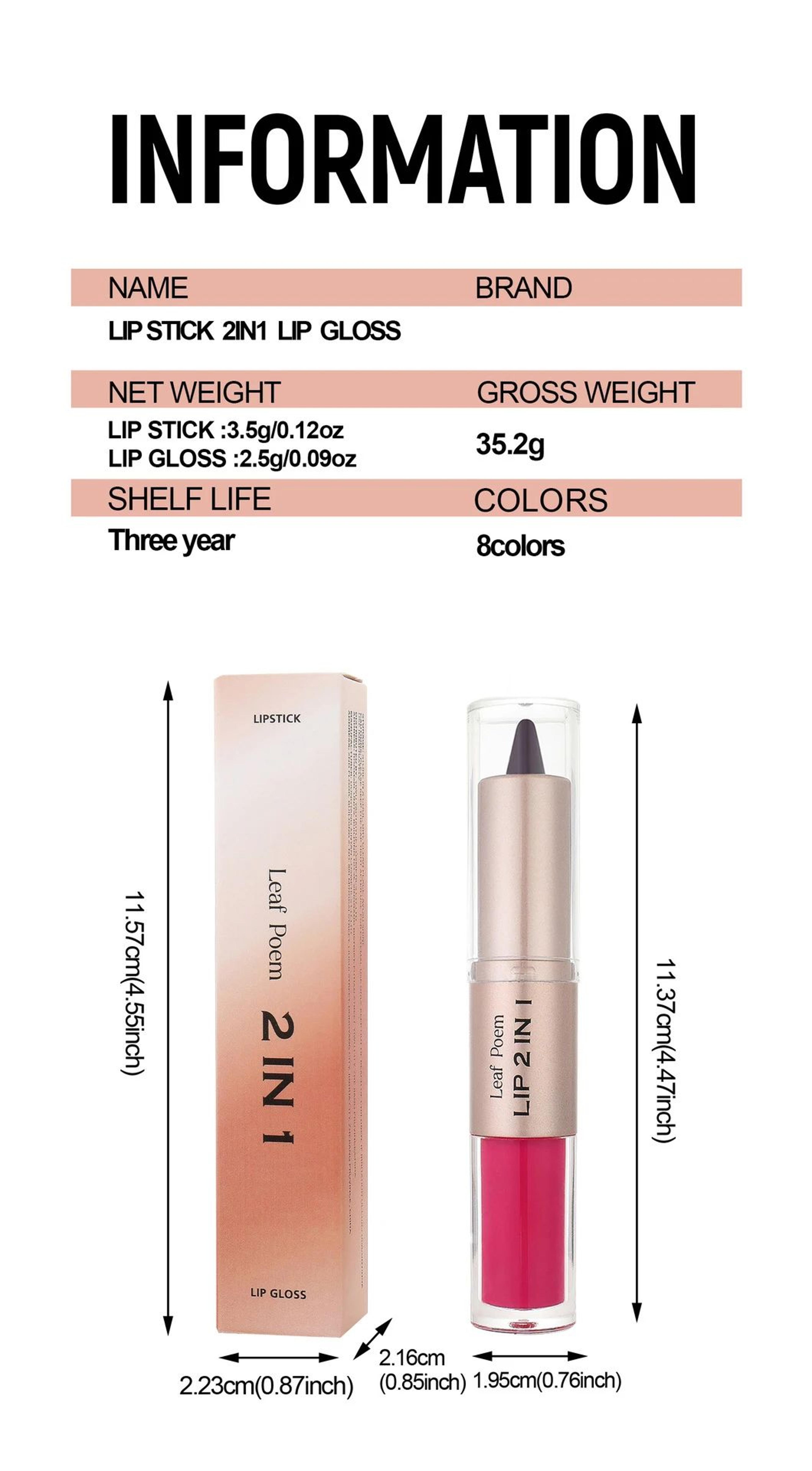 Black Brown DoubleHead Lip Liner And Gloss Set 13