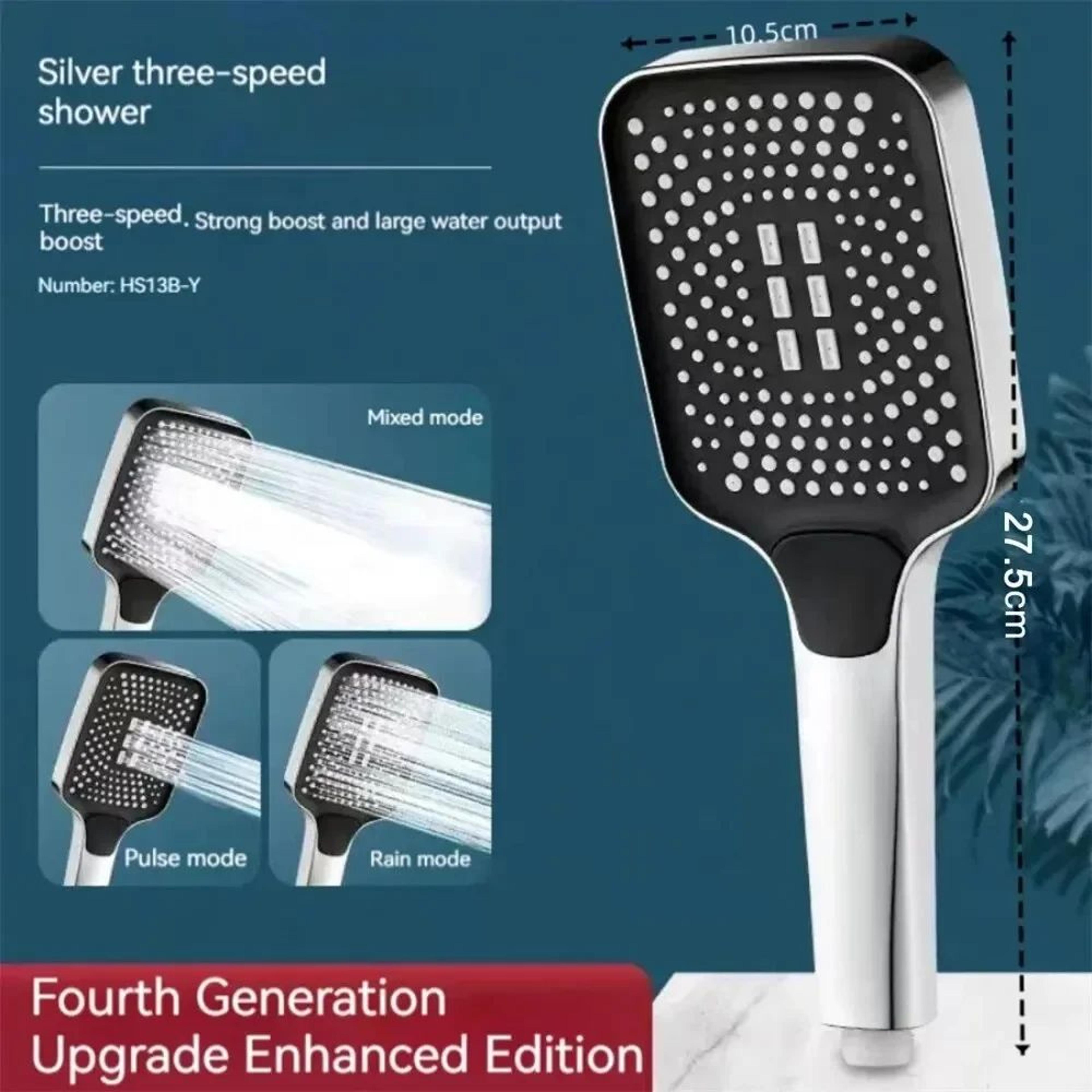 Adjustable 3Mode High Pressure Rainfall Shower Head 2
