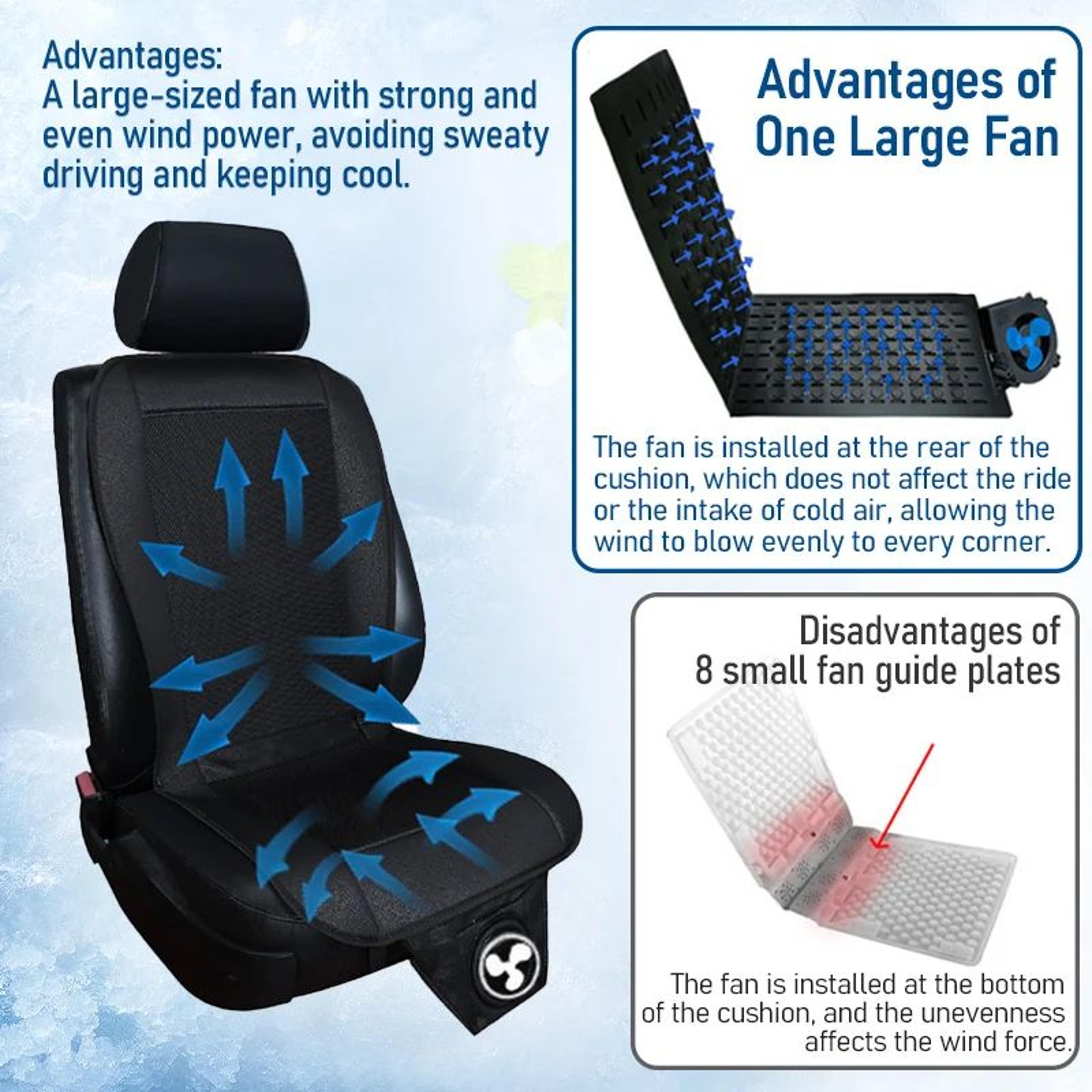 DC 12V 3D Spacer Car Cooling Seat Cushion With 8 Fans 3