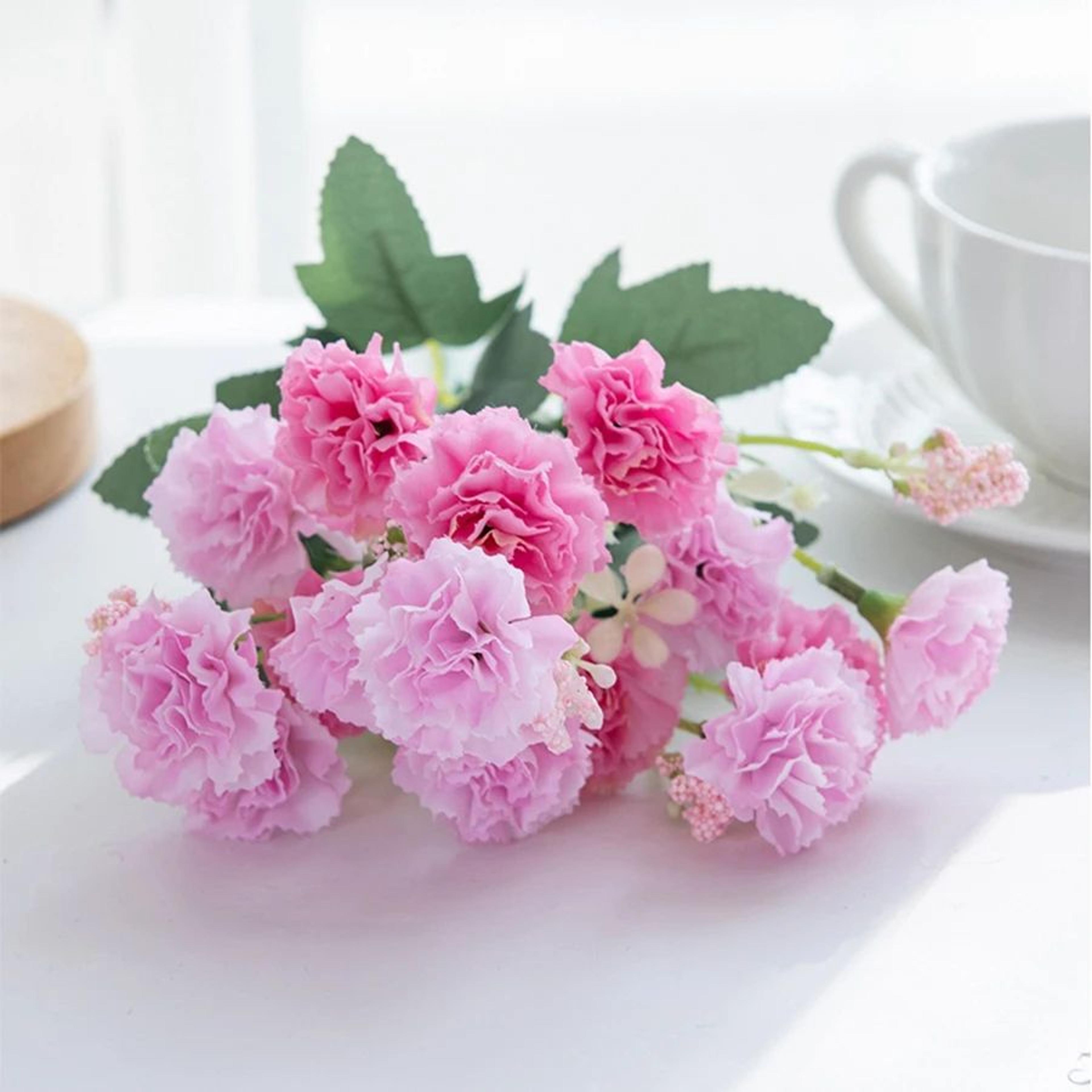 5 Forks 15 Heads Small Artificial Carnation Flowers For Decor 9