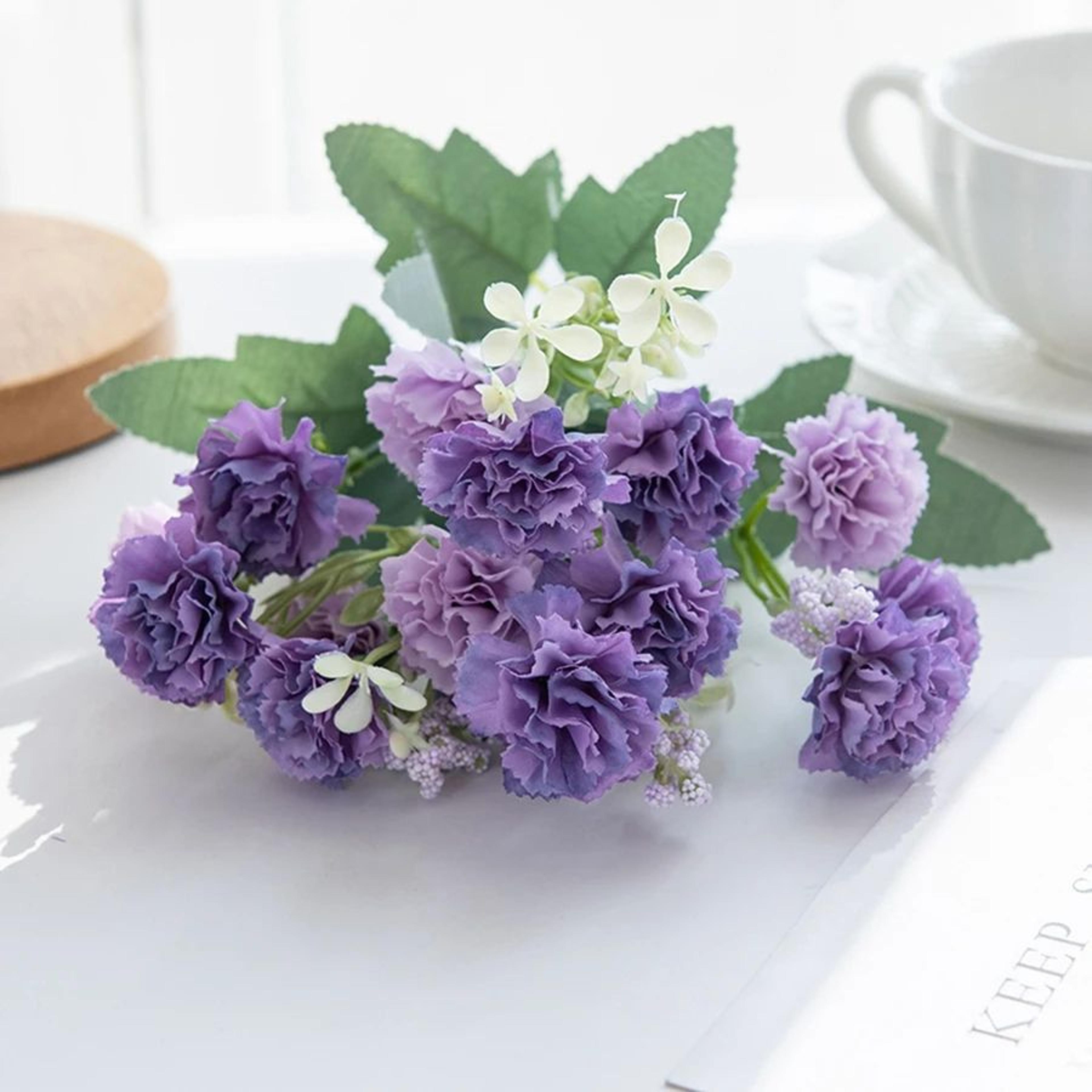 5 Forks 15 Heads Small Artificial Carnation Flowers For Decor 10