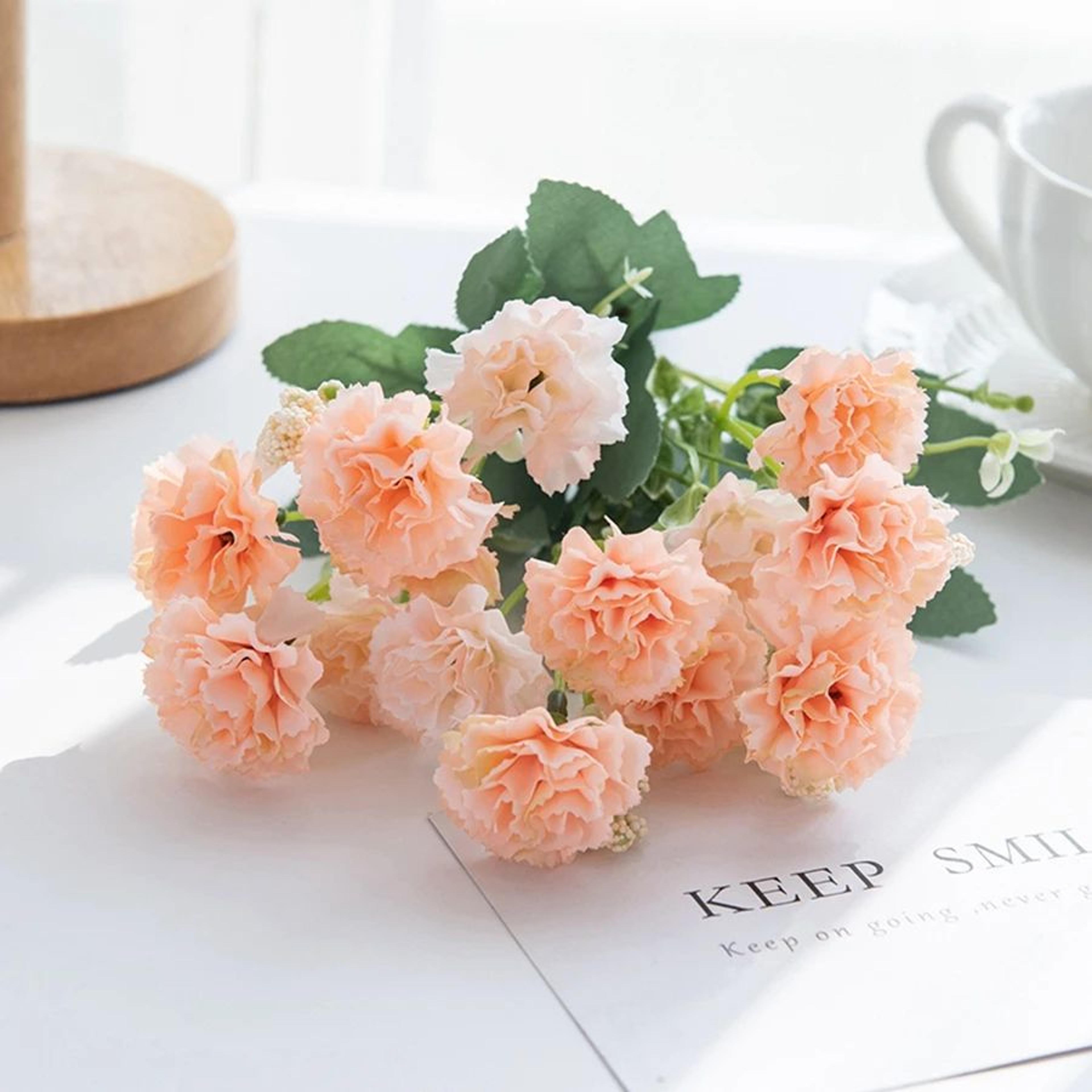 5 Forks 15 Heads Small Artificial Carnation Flowers For Decor 13
