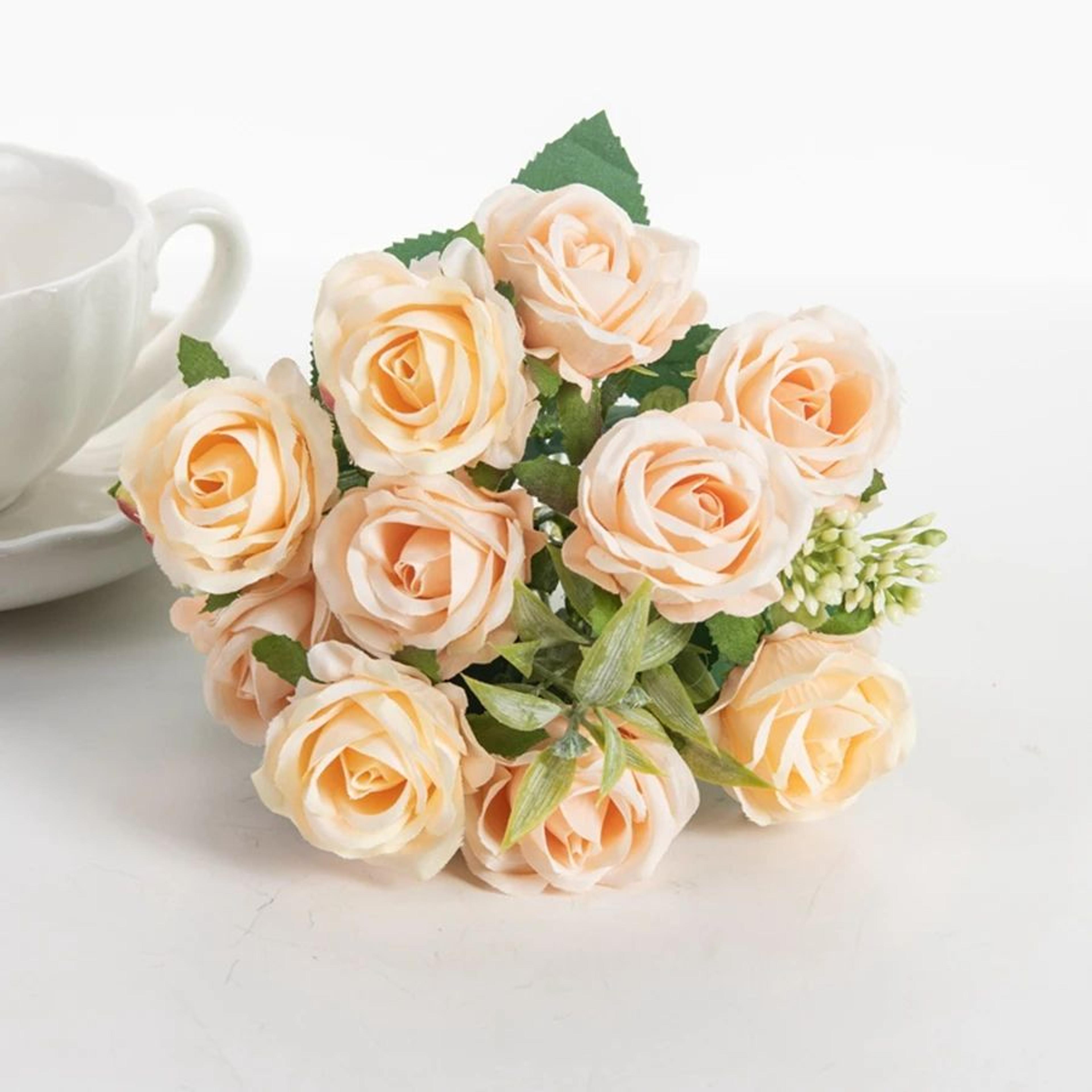 Artificial Silk White Rose Bundle 10 Heads For Wedding And Home Decor 10