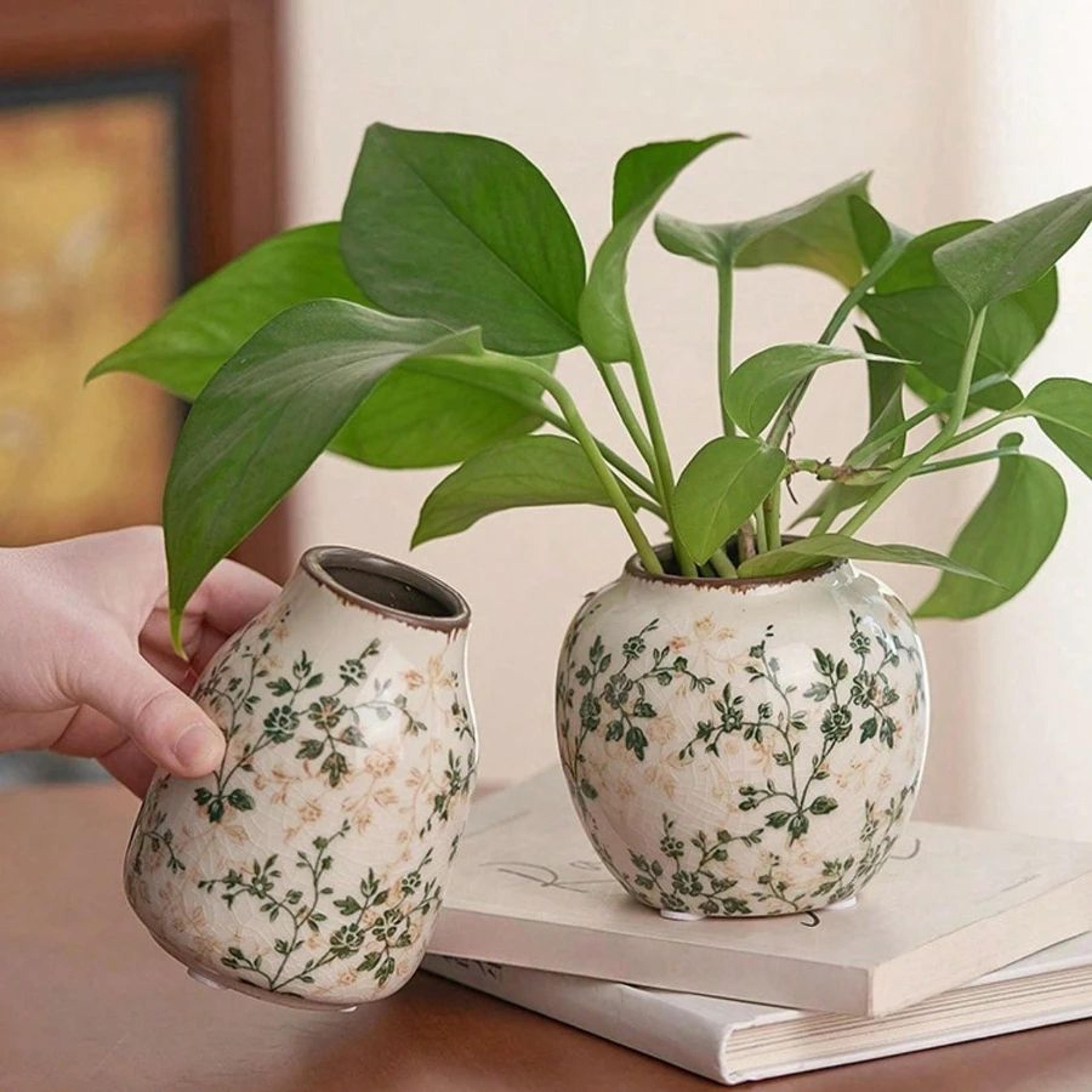 Ice Crackle Ceramic Vase Handmade Bohemian Decor 4