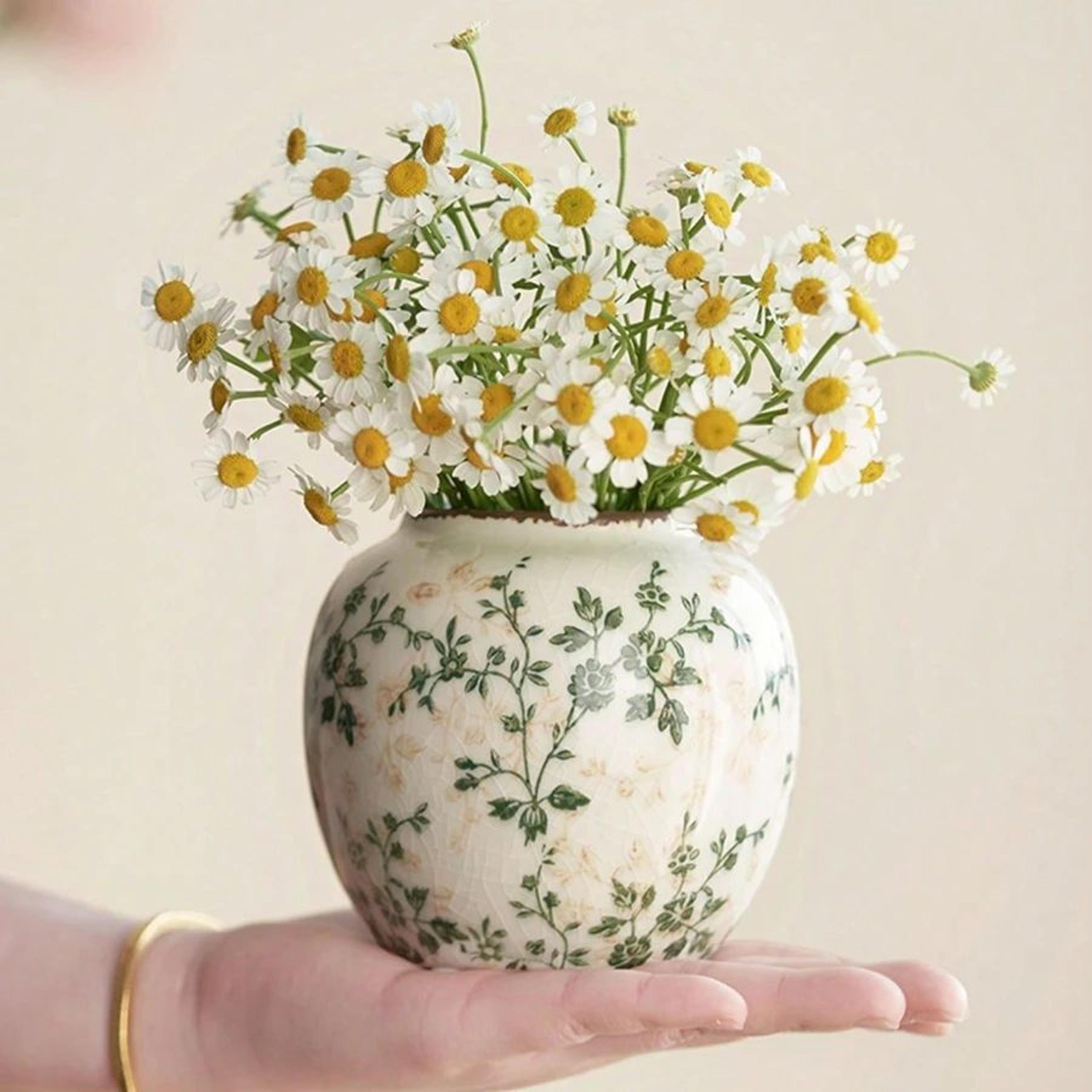 Ice Crackle Ceramic Vase Handmade Bohemian Decor 5