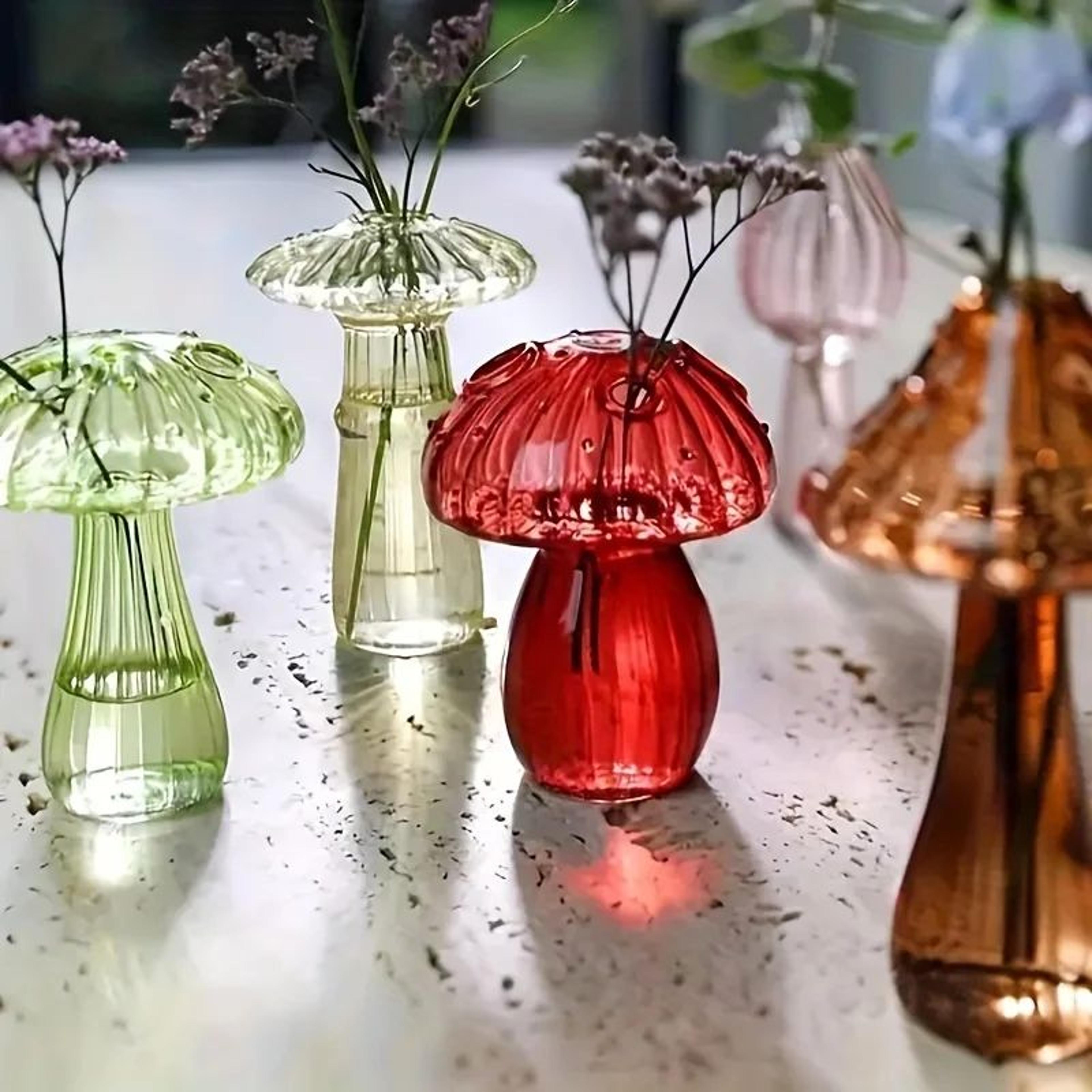 Colorful Mushroom Glass Vase Nordic Style Home Decor 2